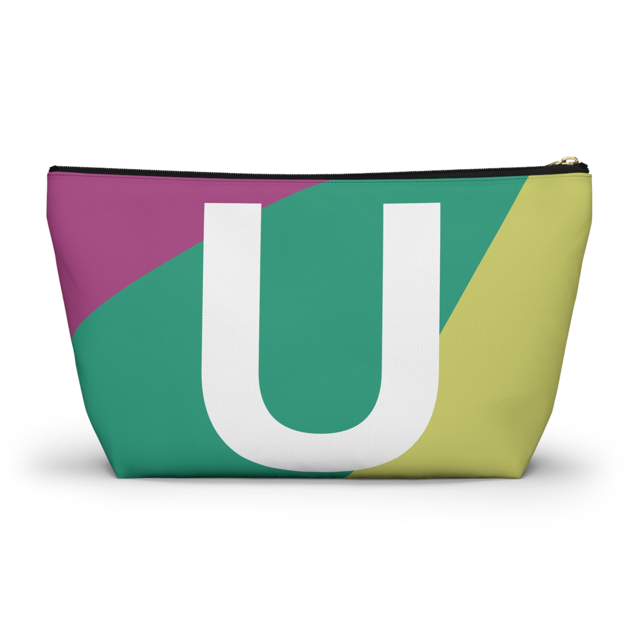Initials Colorblock Accessory Pouch — Monogram U T-Bottom Cosmetic Bag