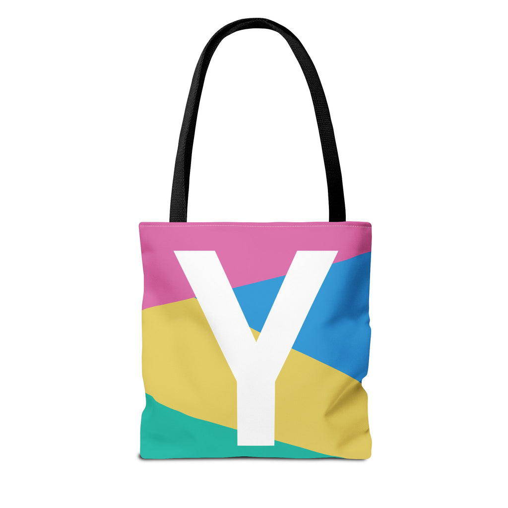 Monogram 'Y' Colorblock Tote Bag — Personalized Initial Y Shoulder Tote