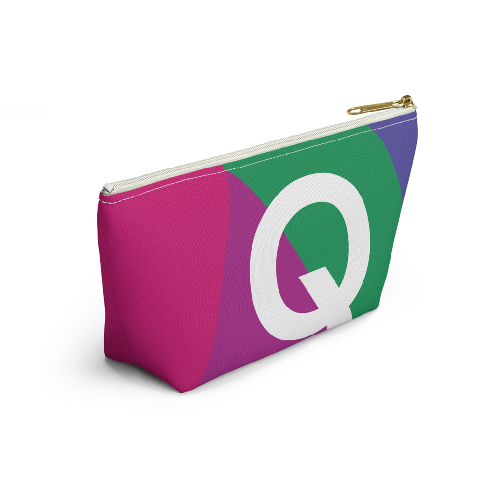 Initials Colorblock Accessory Pouch — Monogram Q T-Bottom Cosmetic Bag
