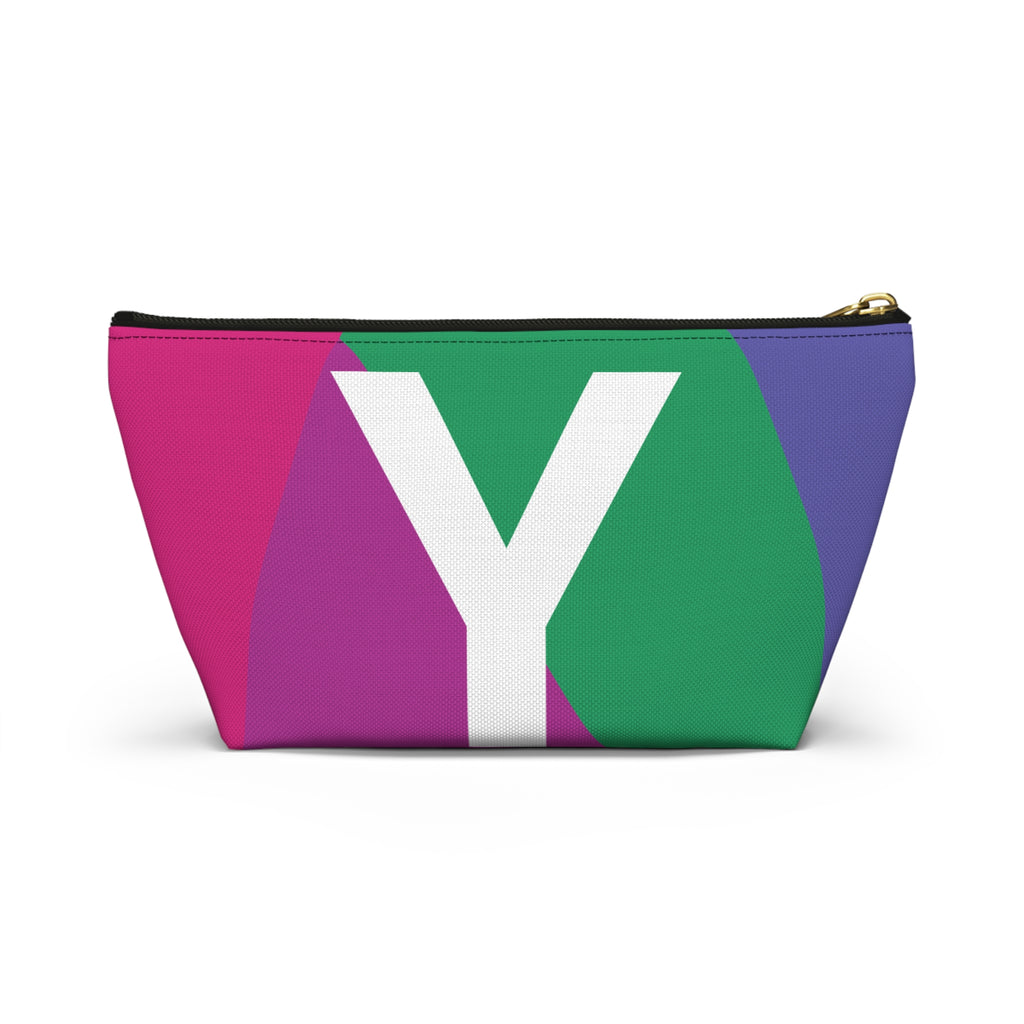 Initials Colorblock Accessory Pouch — Monogram Y T-Bottom Cosmetic Bag