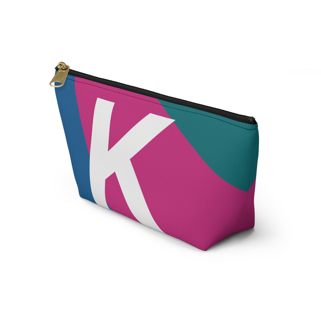 Initials Colorblock Accessory Pouch — Monogram K T-Bottom Cosmetic Bag