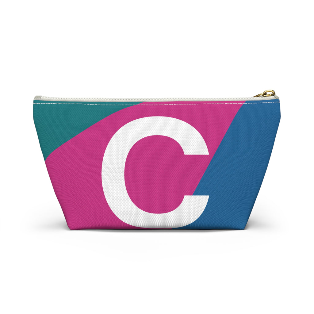 Initials Colorblock Accessory Pouch — Monogram C T-Bottom Cosmetic Bag