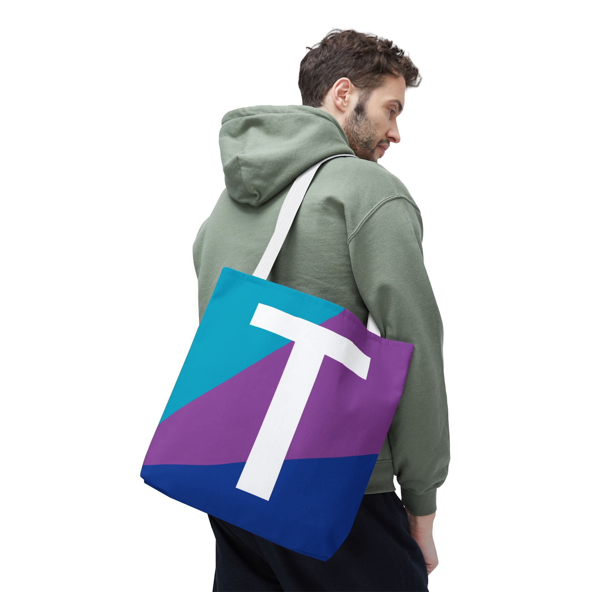 Monogram 'T' Colorblock Tote Bag — Personalized Initial T Shoulder Tote