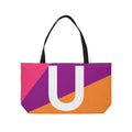 Personalized 'U' Colorblock Tote Bag — Monogram Weekender Tote