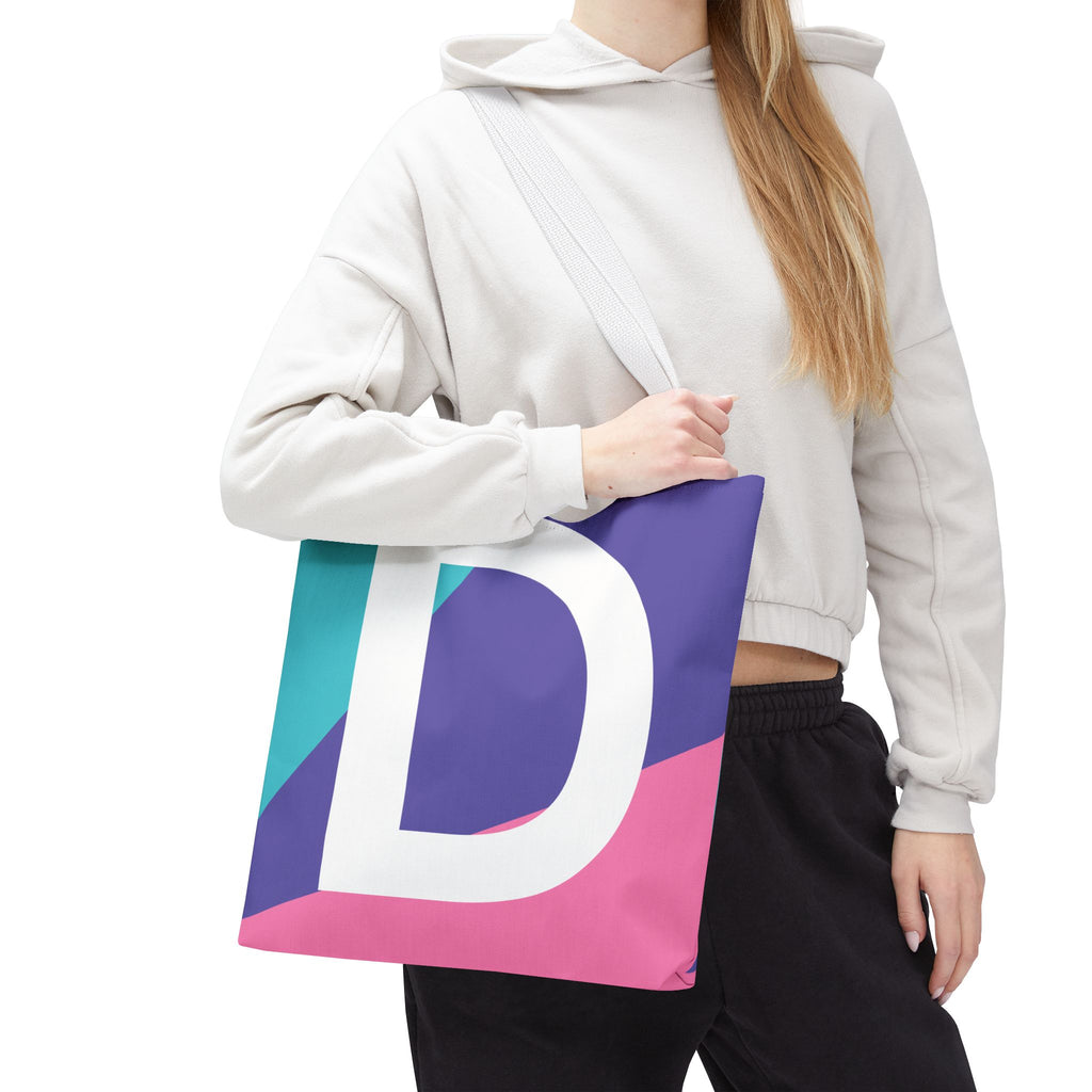 Monogram 'D' Colorblock Tote Bag — Personalized Initial D Shoulder Tote