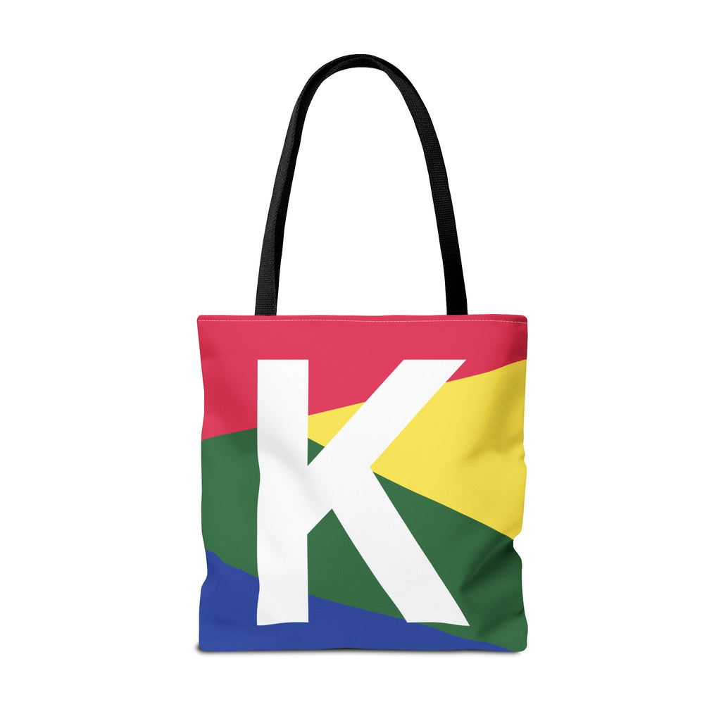 Monogram 'K' Colorblock Tote Bag — Personalized Initial K Shoulder Tote