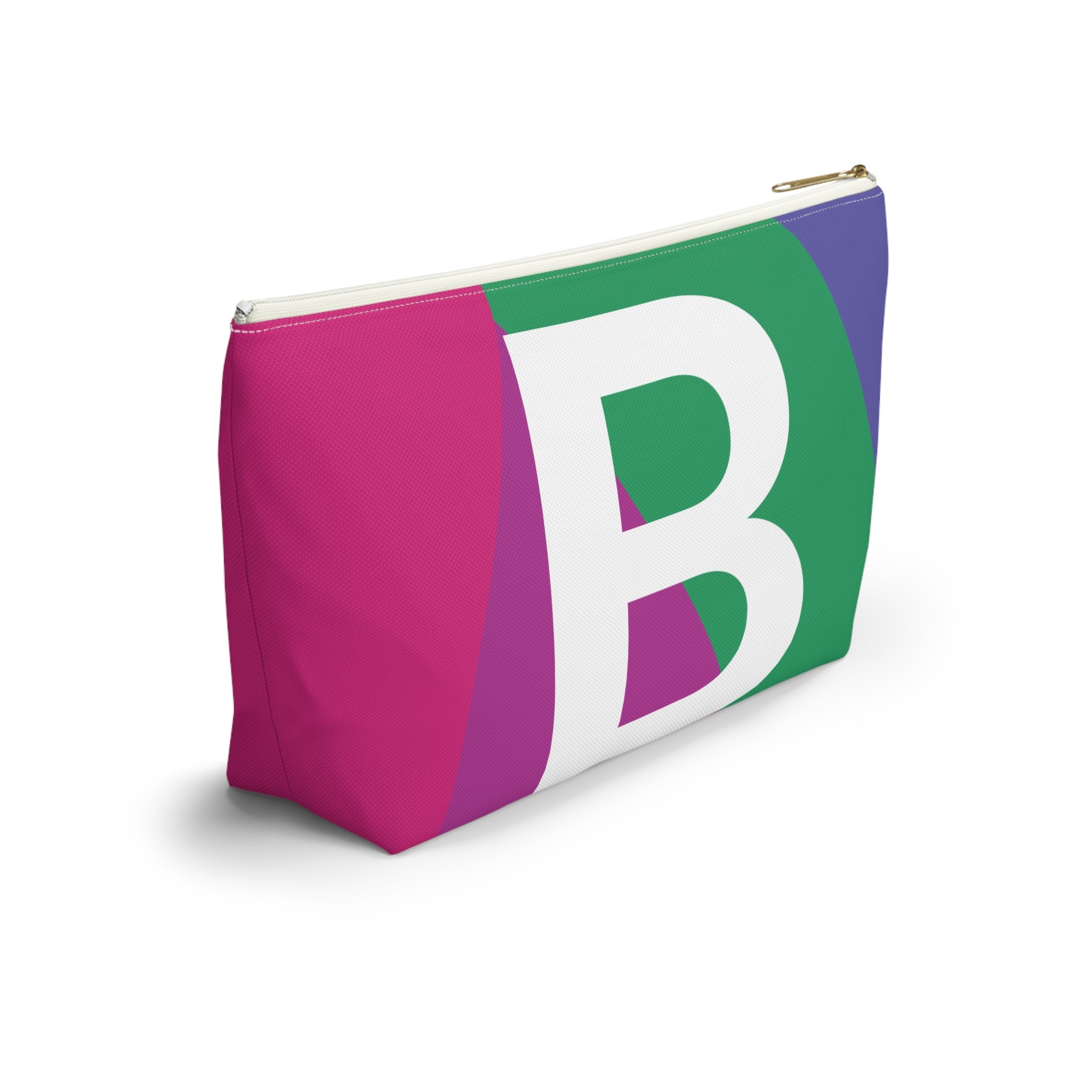 Initials Colorblock Accessory Pouch — Monogram B T-Bottom Cosmetic Bag