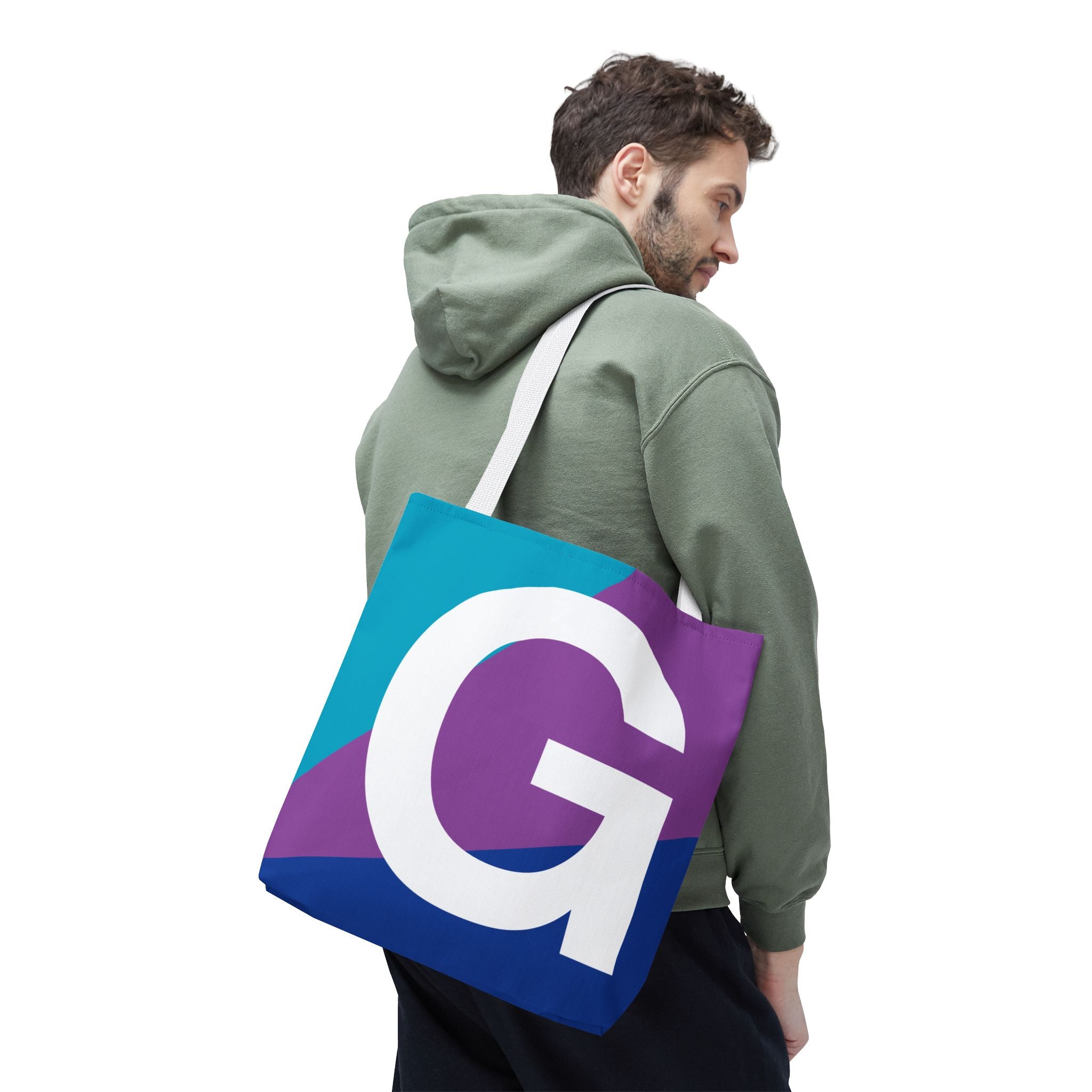 Monogram 'G' Colorblock Tote Bag — Personalized Initial G Shoulder Tote