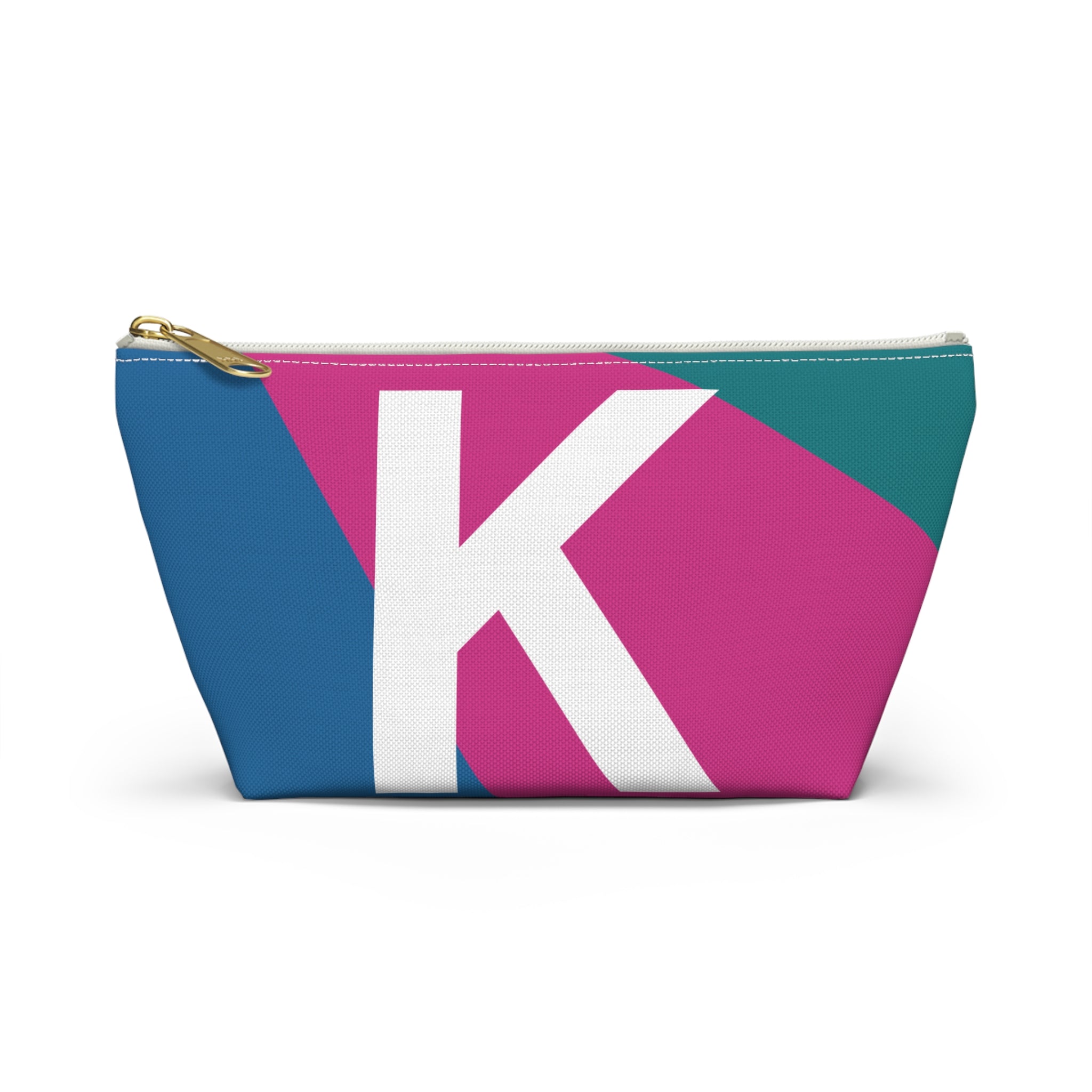 Initials Colorblock Accessory Pouch — Monogram K T-Bottom Cosmetic Bag