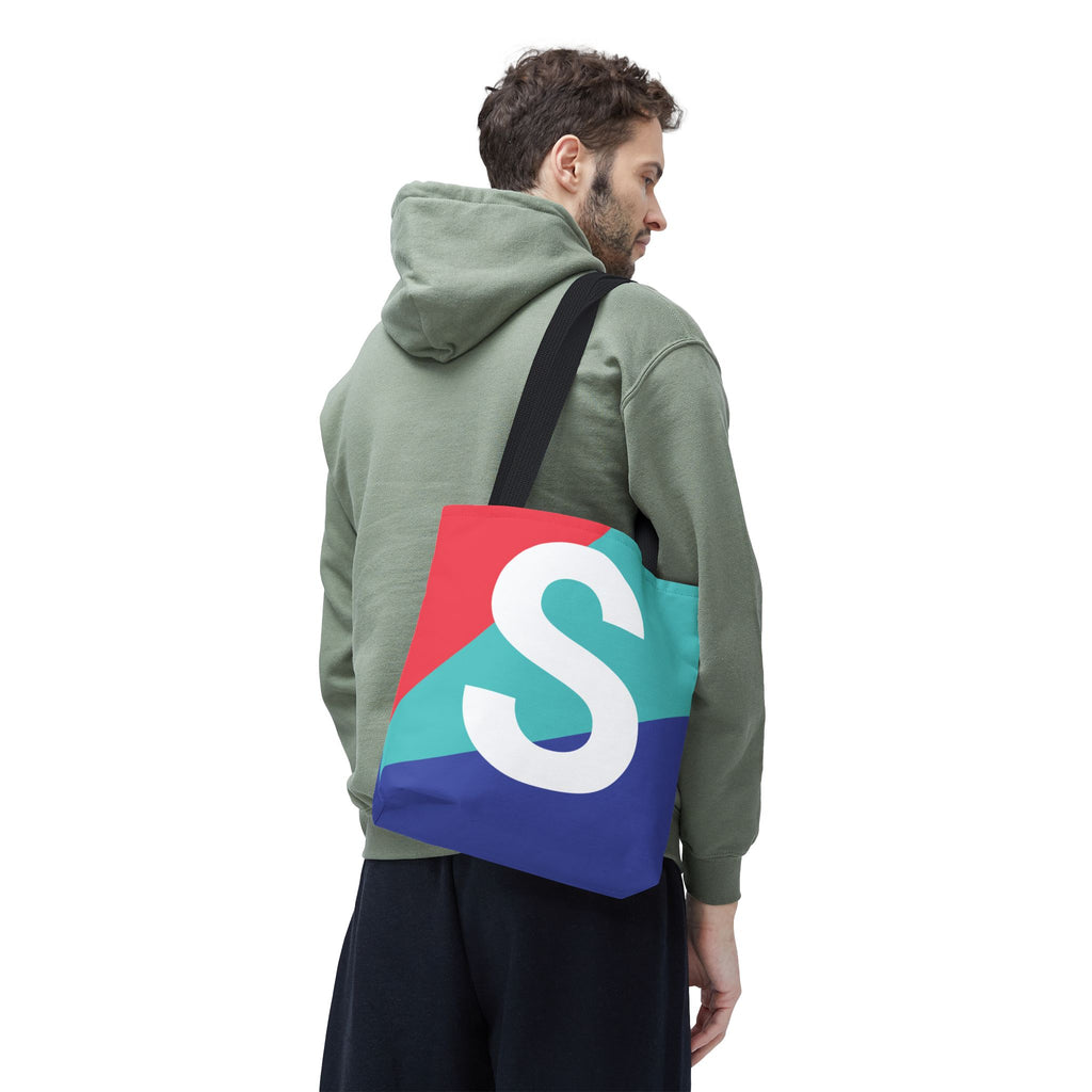 Monogram 'S' Colorblock Tote Bag — Personalized Initial S Shoulder Tote