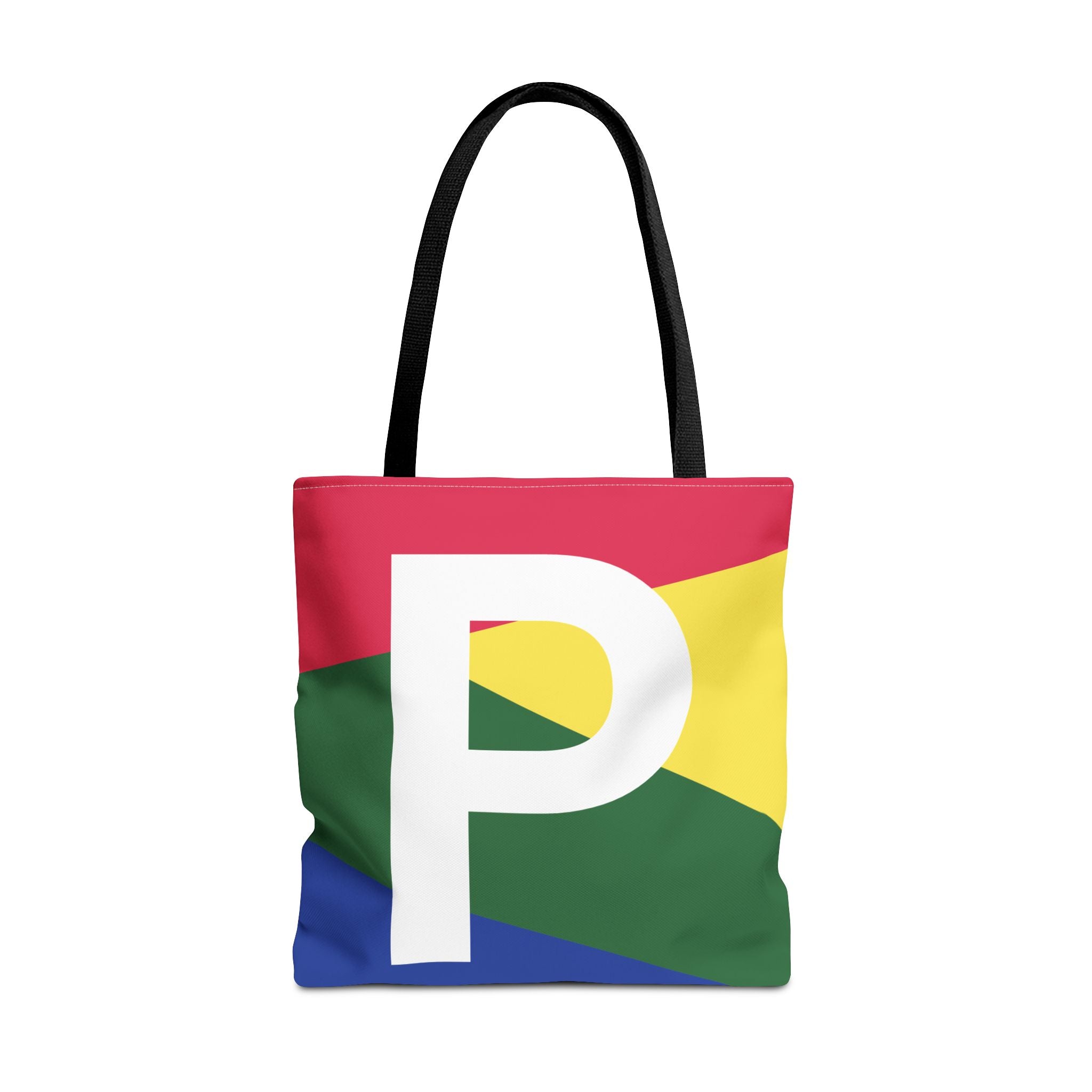 Monogram 'P' Colorblock Tote Bag — Personalized Initial P Shoulder Tote