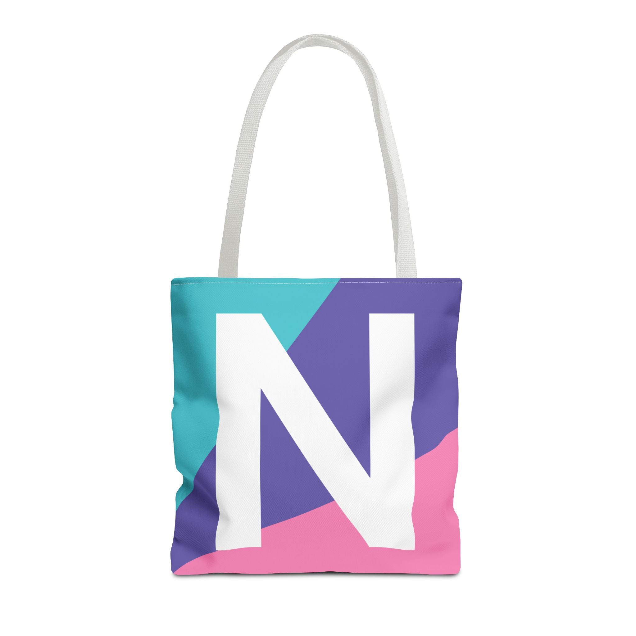 Monogram 'N' Colorblock Tote Bag — Personalized Initial N Shoulder Tote