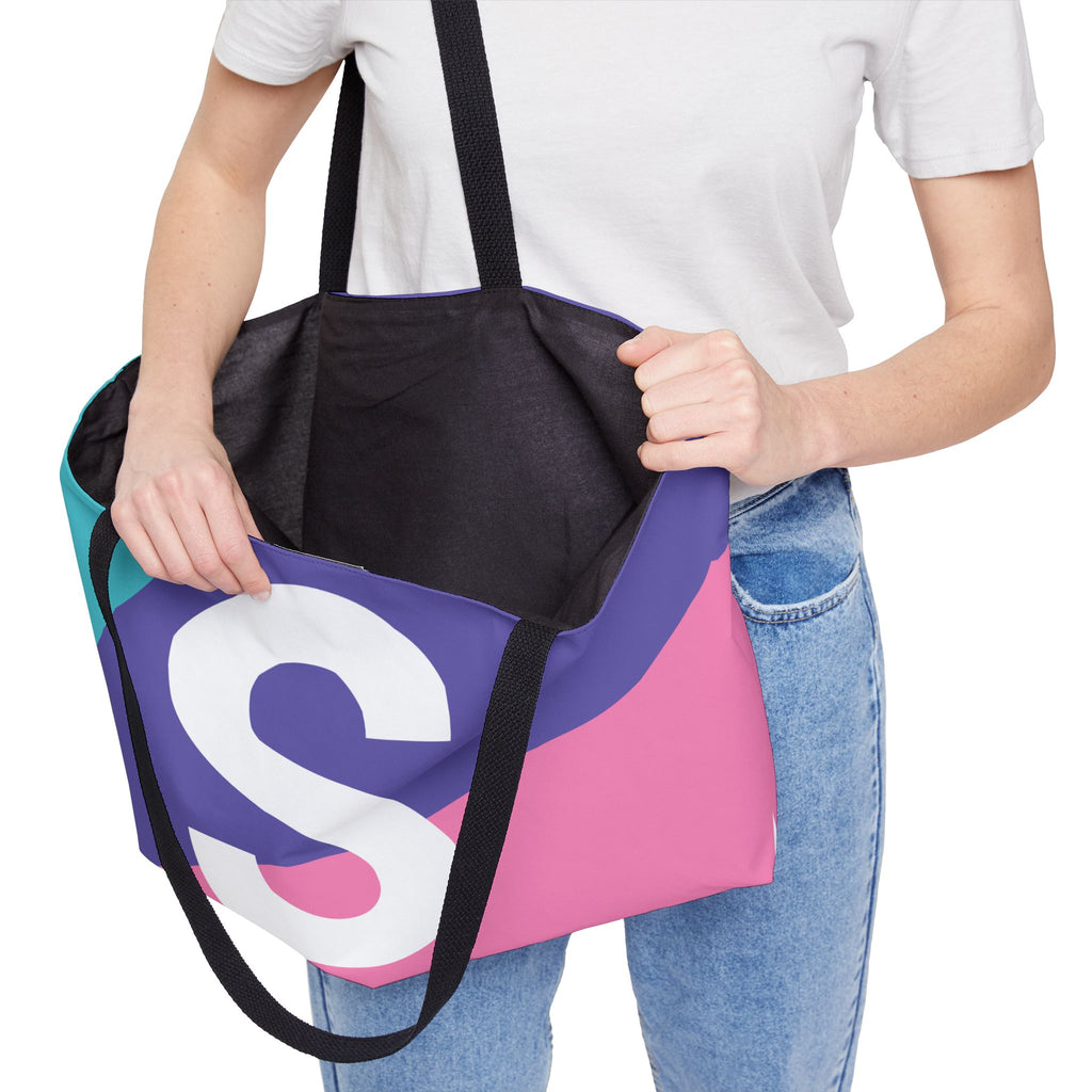 Personalized 'S' Colorblock Tote Bag — Monogram Weekender Tote
