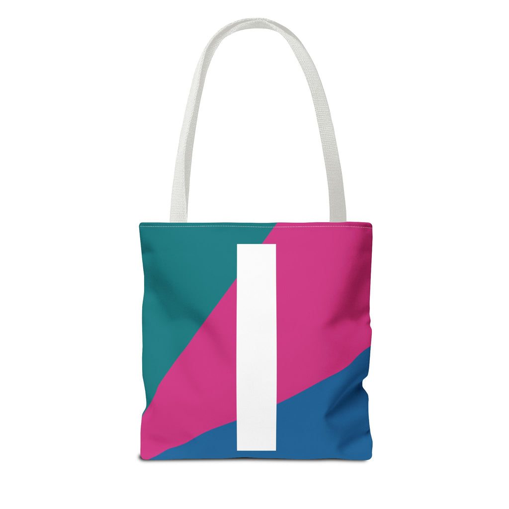 Monogram 'I' Colorblock Tote Bag — Personalized Initial I Shoulder Tote
