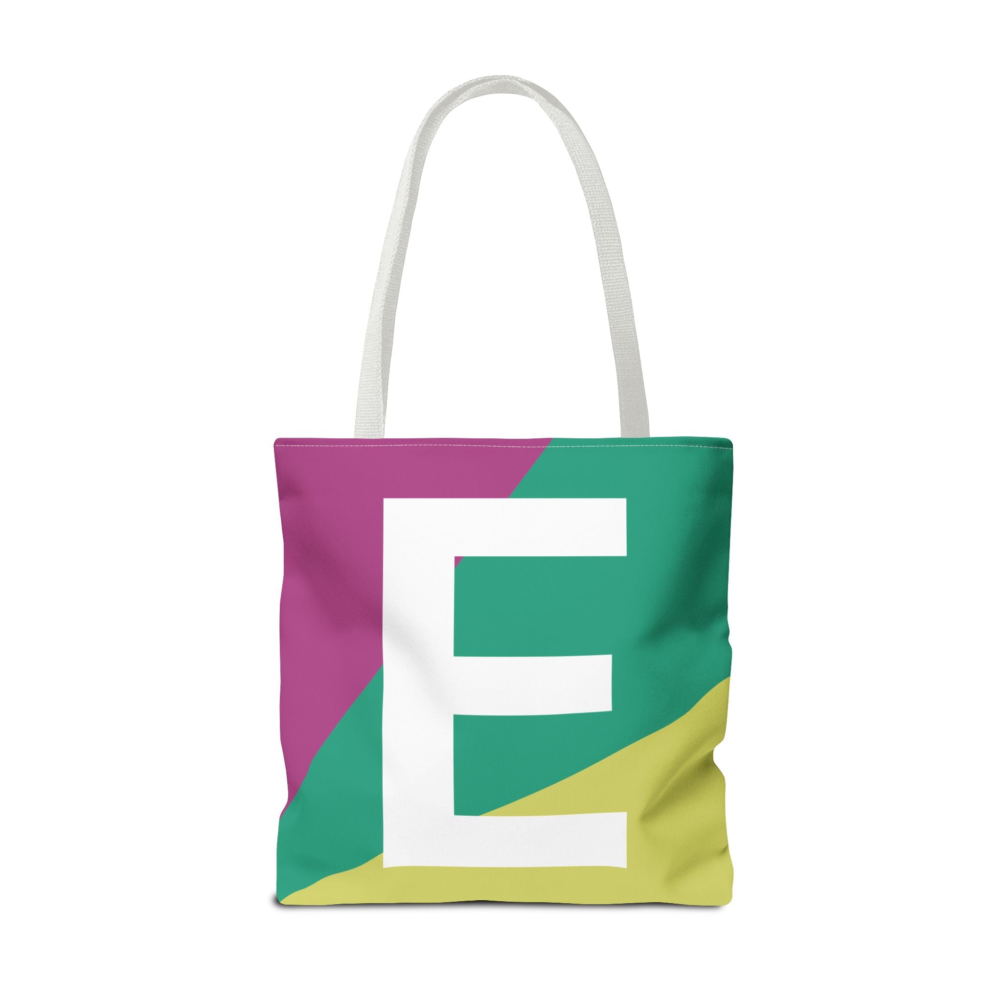 Monogram 'E' Colorblock Tote Bag — Personalized Initial E Shoulder Tote