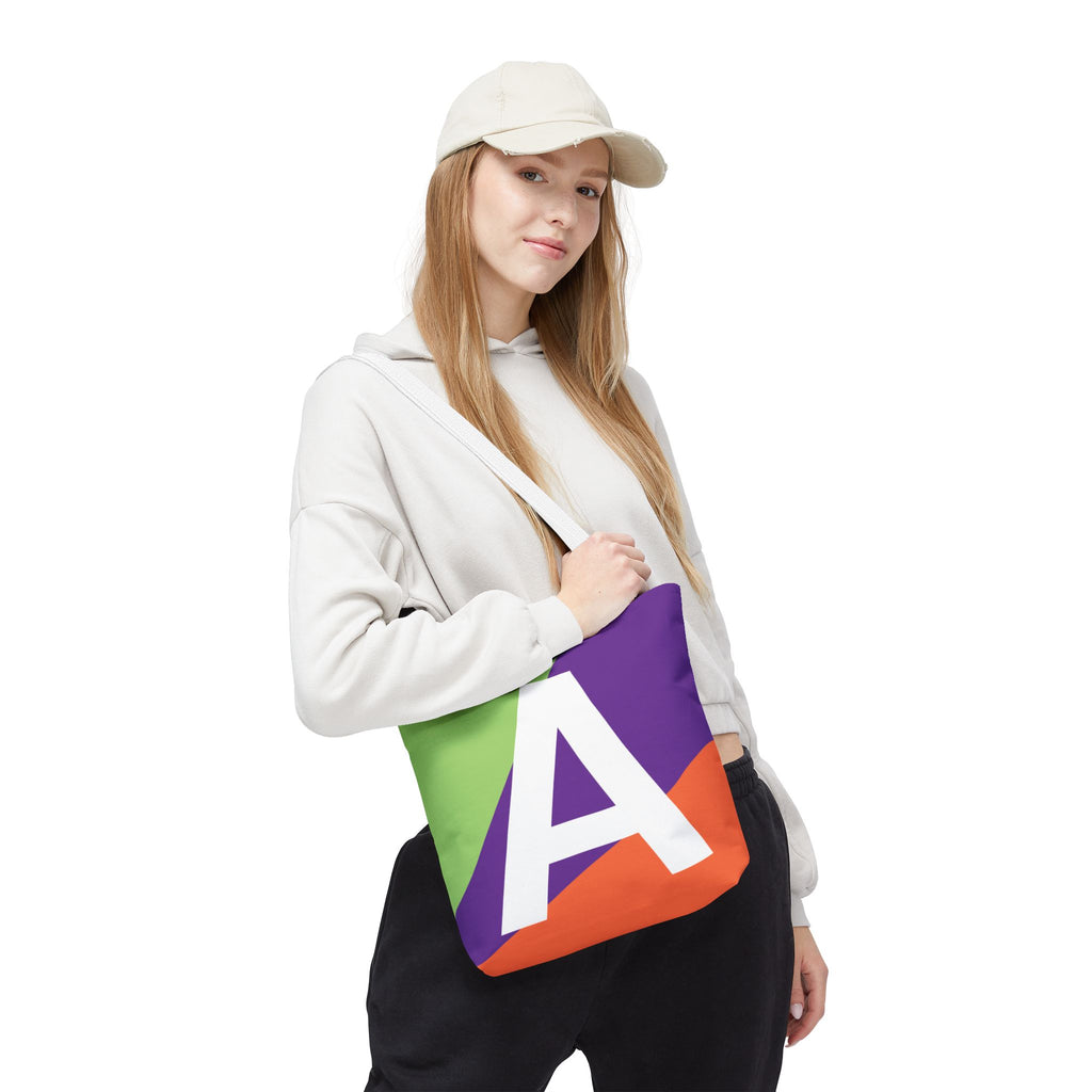 Monogram 'A' Colorblock Tote Bag — Personalized Initial A Shoulder Tote