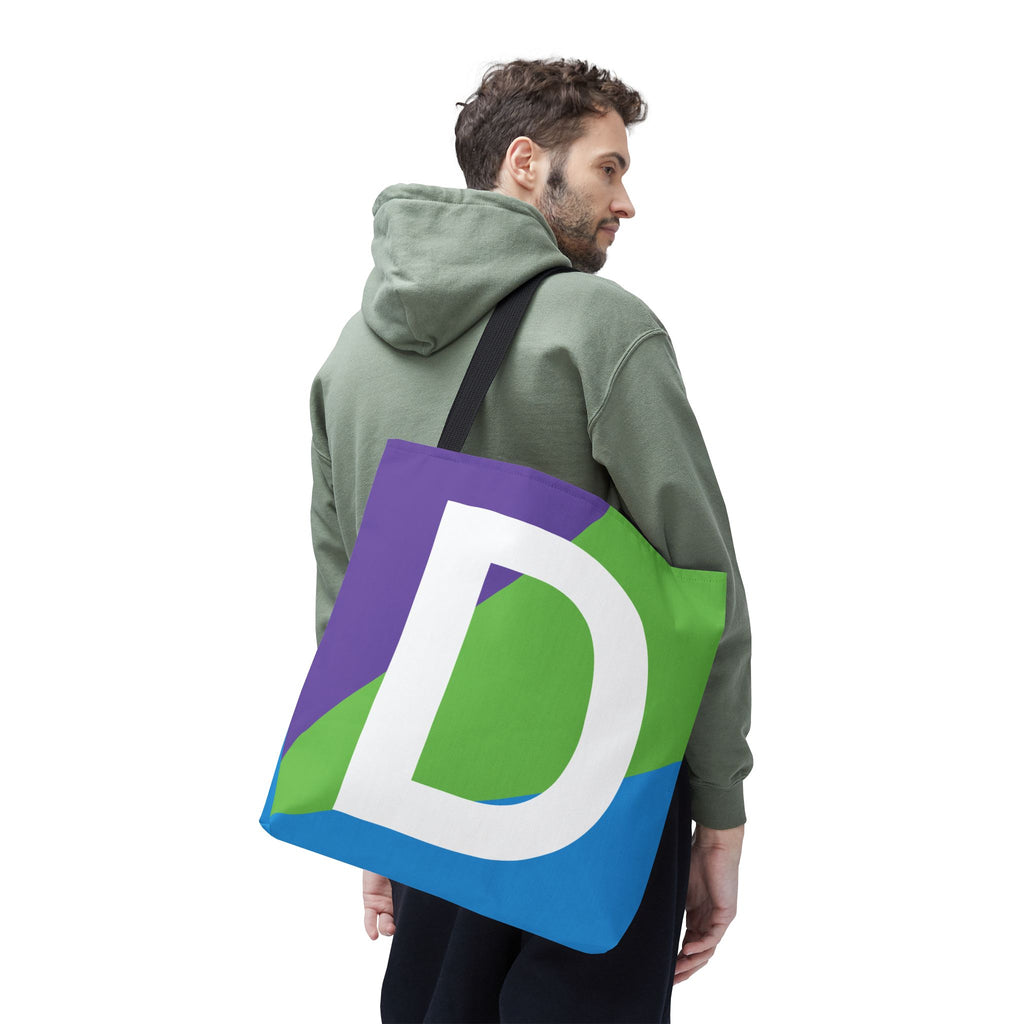 Monogram 'D' Colorblock Tote Bag — Personalized Initial D Shoulder Tote