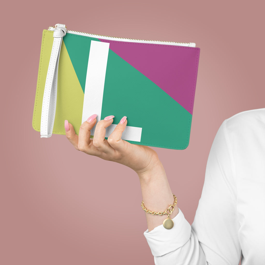 Monogram 'L' Colorblock Clutch Bag — Bold Geometric Wristlet for Everyday & Gifts