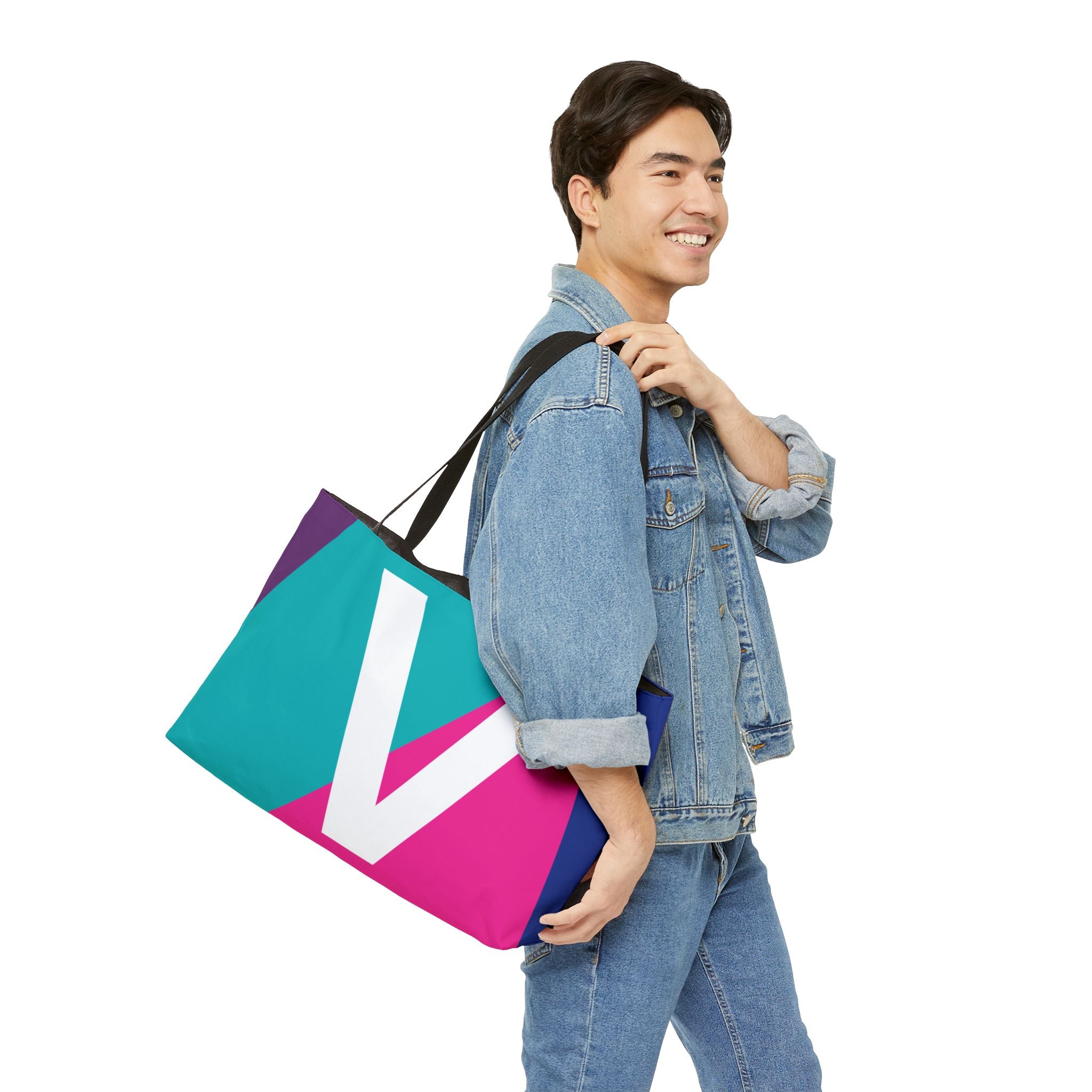 Personalized 'V' Colorblock Tote Bag — Monogram Weekender Tote