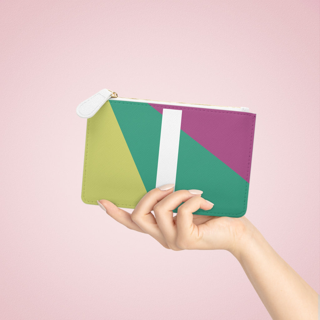 Initial I Mini Clutch — Colorblock Monogram Wristlet Wallet