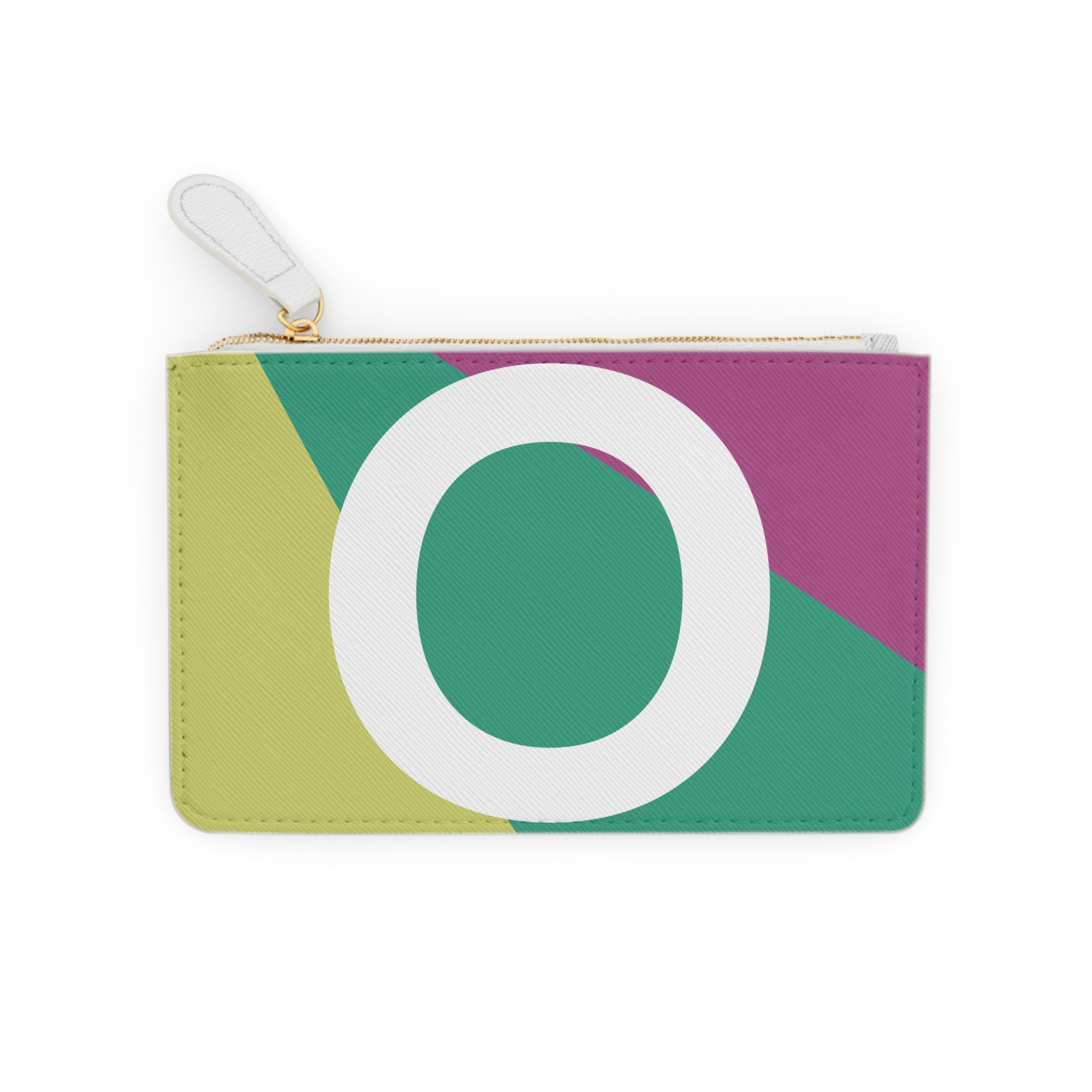 Initial O Mini Clutch — Colorblock Monogram Wristlet Wallet