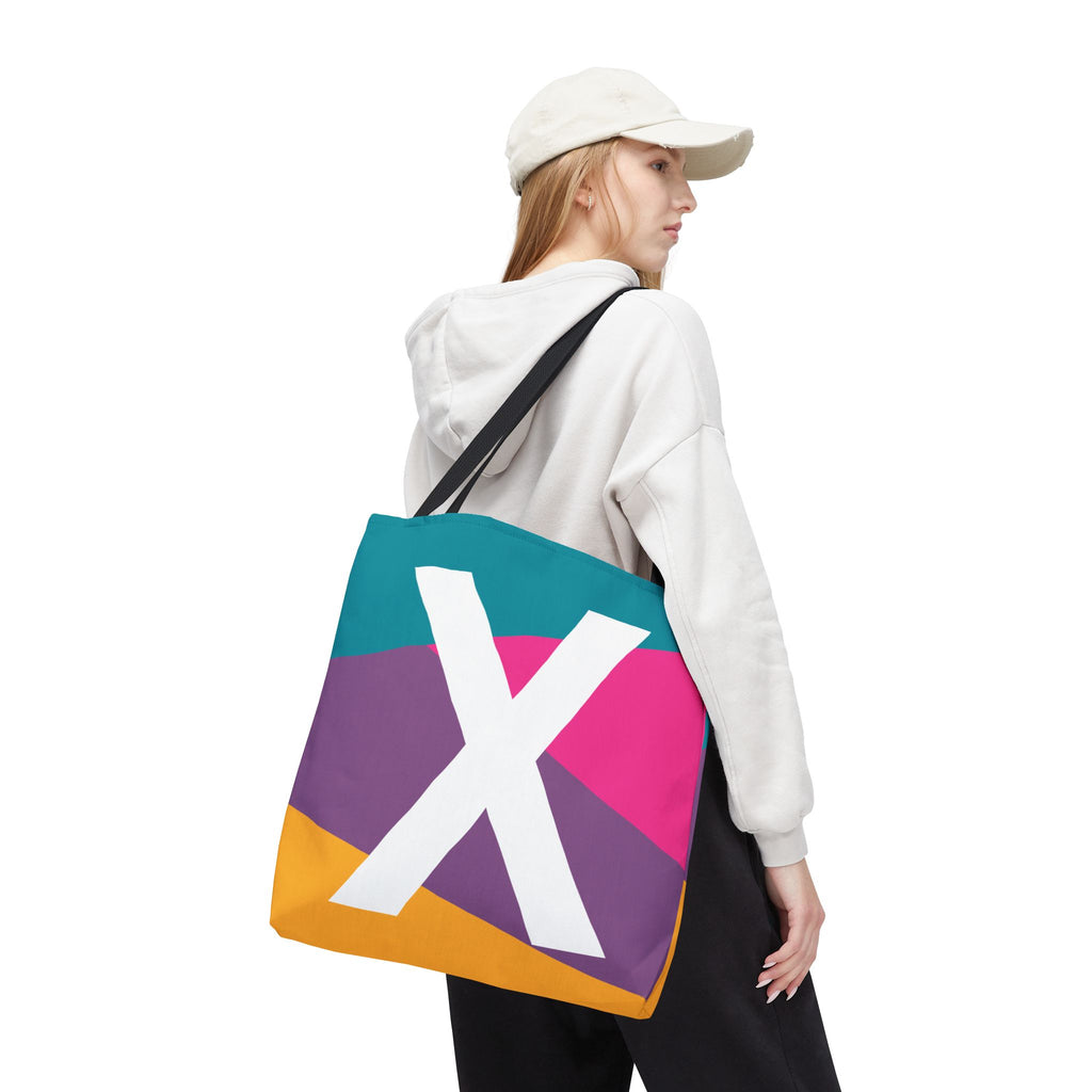 Monogram 'X' Colorblock Tote Bag — Personalized Initial X Shoulder Tote