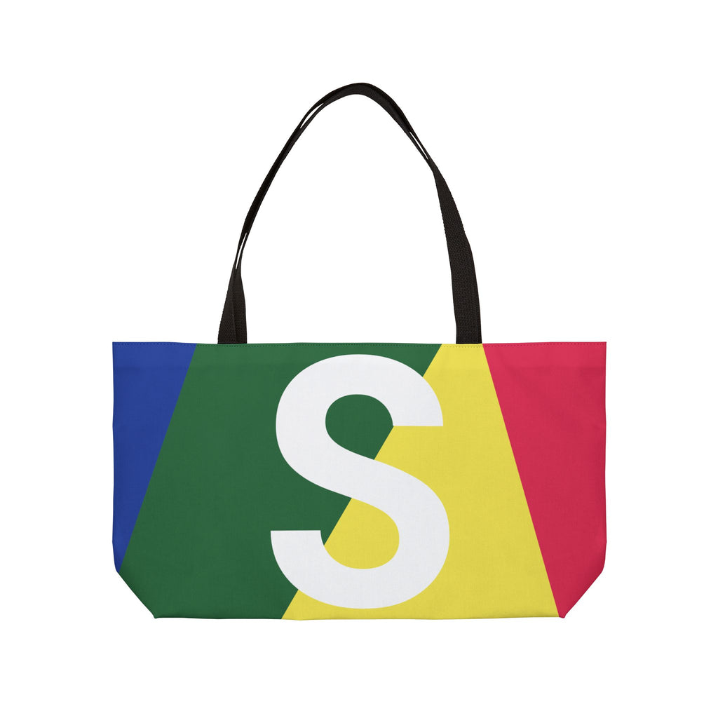 Personalized 'S' Colorblock Tote Bag — Monogram Weekender Tote