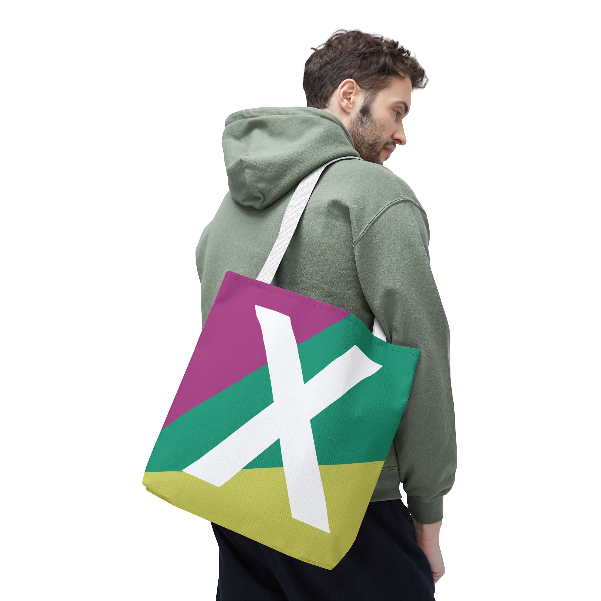 Monogram 'X' Colorblock Tote Bag — Personalized Initial X Shoulder Tote