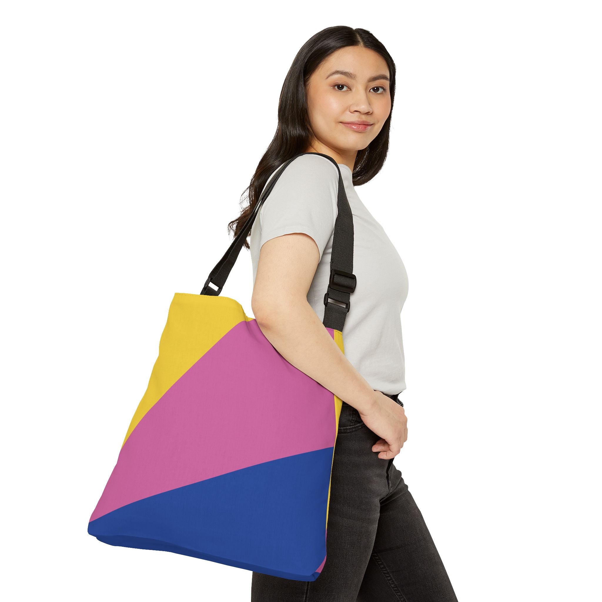 Colorblock Geometric Tote Bag — Adjustable Strap, Bright Abstract Pattern
