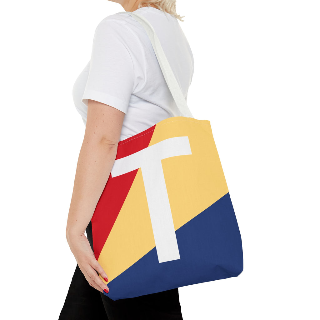 Monogram 'T' Colorblock Tote Bag — Personalized Initial T Shoulder Tote