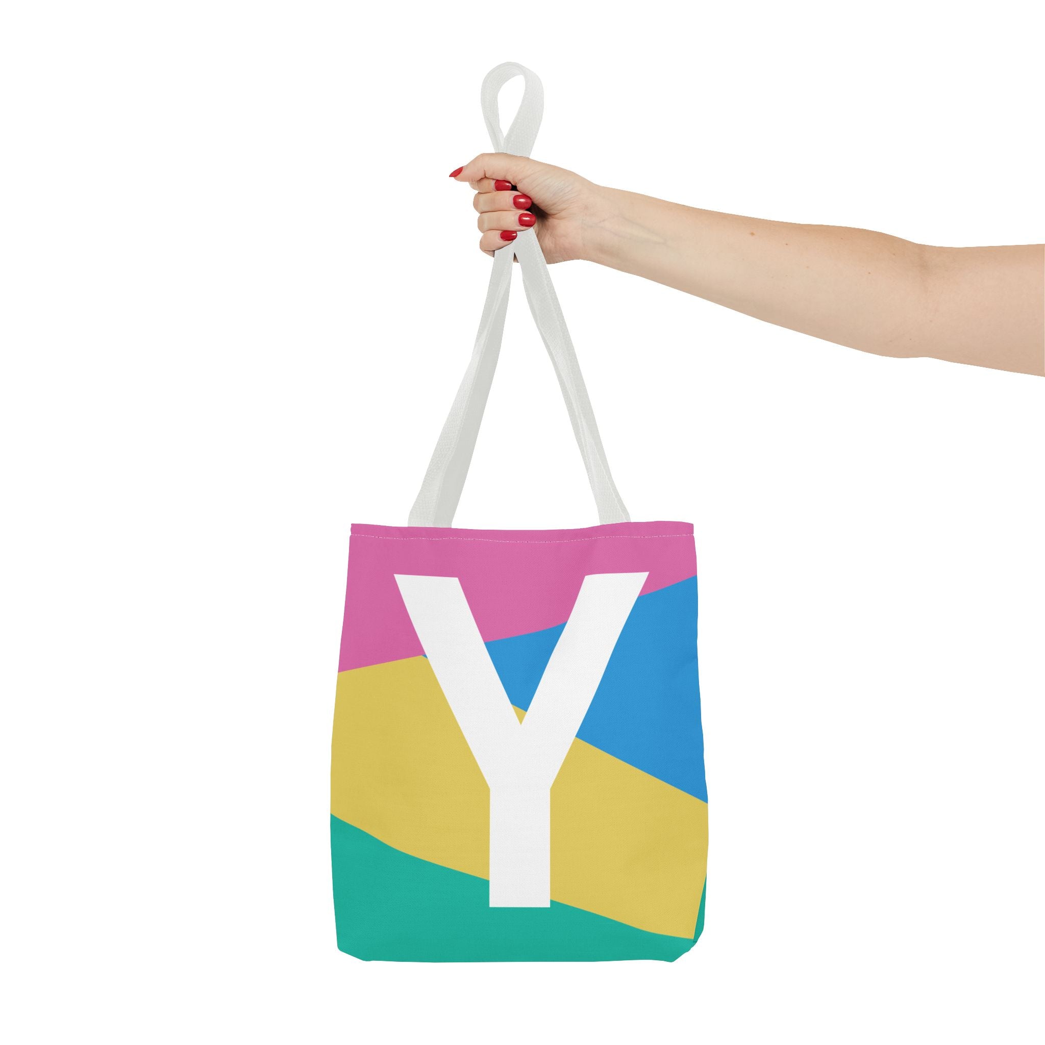 Monogram 'Y' Colorblock Tote Bag — Personalized Initial Y Shoulder Tote