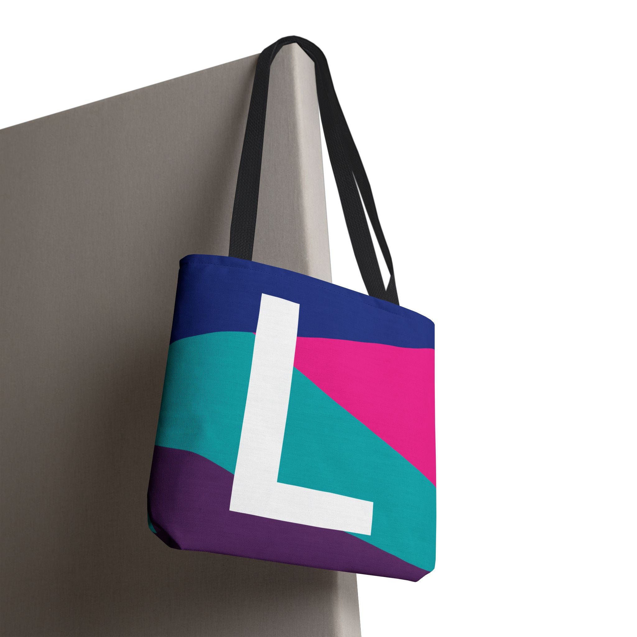 Monogram 'L' Colorblock Tote Bag — Personalized Initial L Shoulder Tote