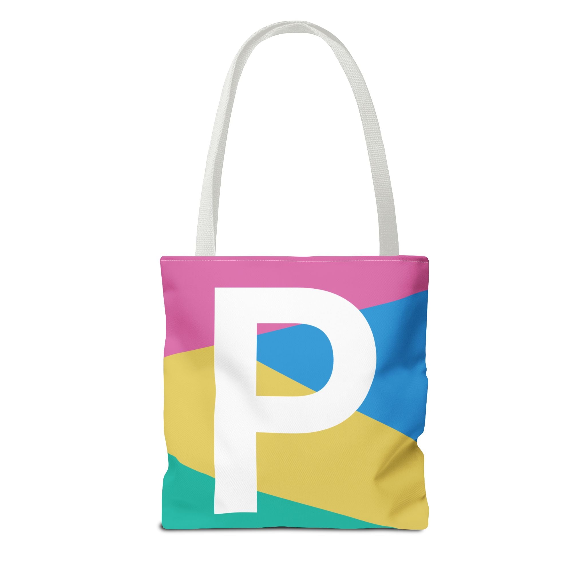 Monogram 'P' Colorblock Tote Bag — Personalized Initial P Shoulder Tote