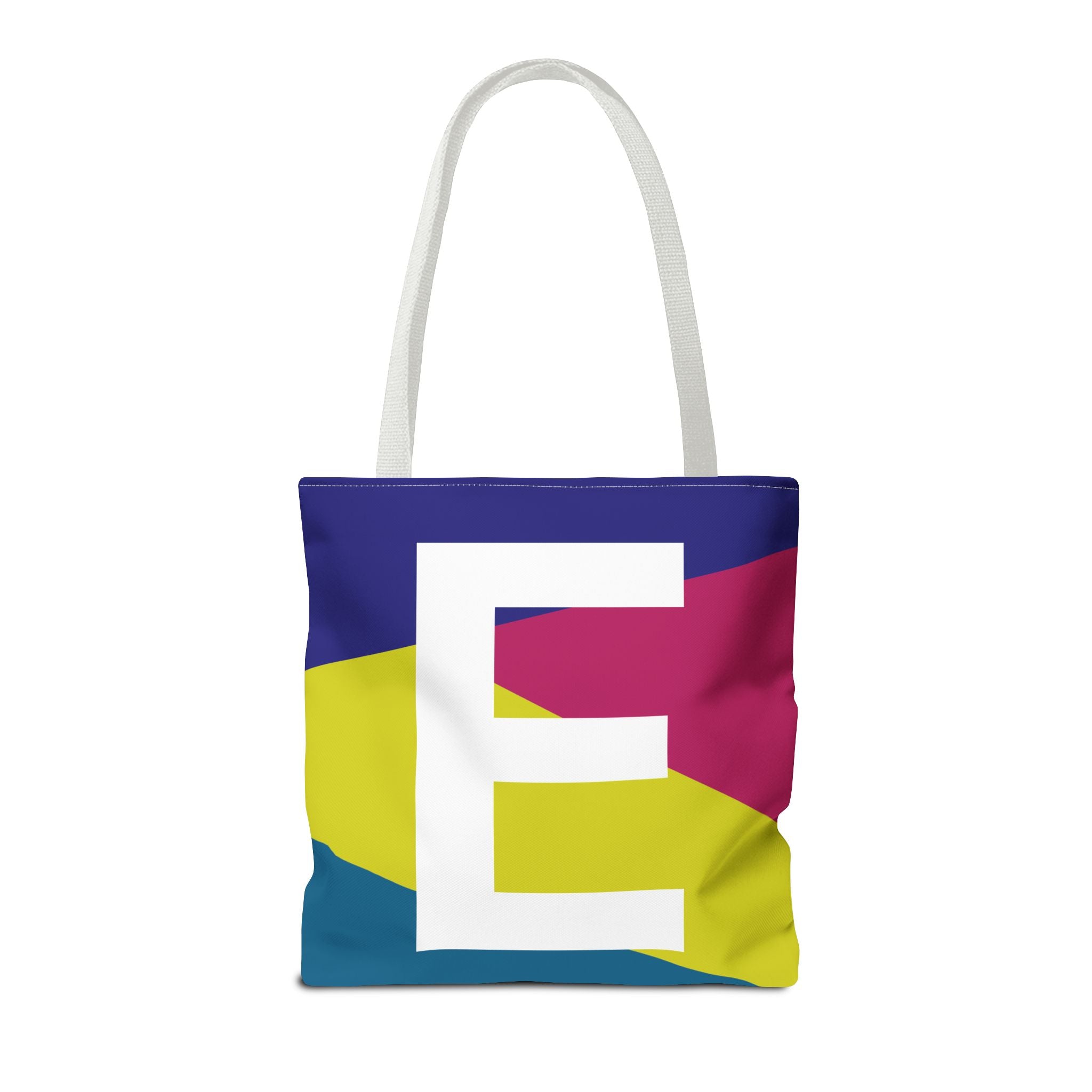 Monogram 'E' Colorblock Tote Bag — Personalized Initial E Shoulder Tote