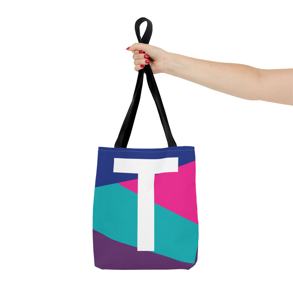 Monogram 'T' Colorblock Tote Bag — Personalized Initial T Shoulder Tote