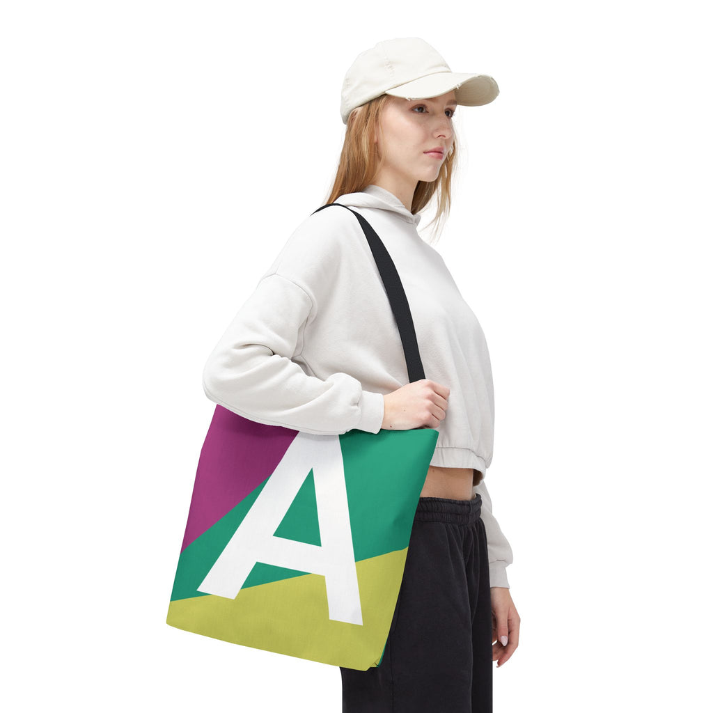 Monogram 'A' Colorblock Tote Bag — Personalized Initial A Shoulder Tote