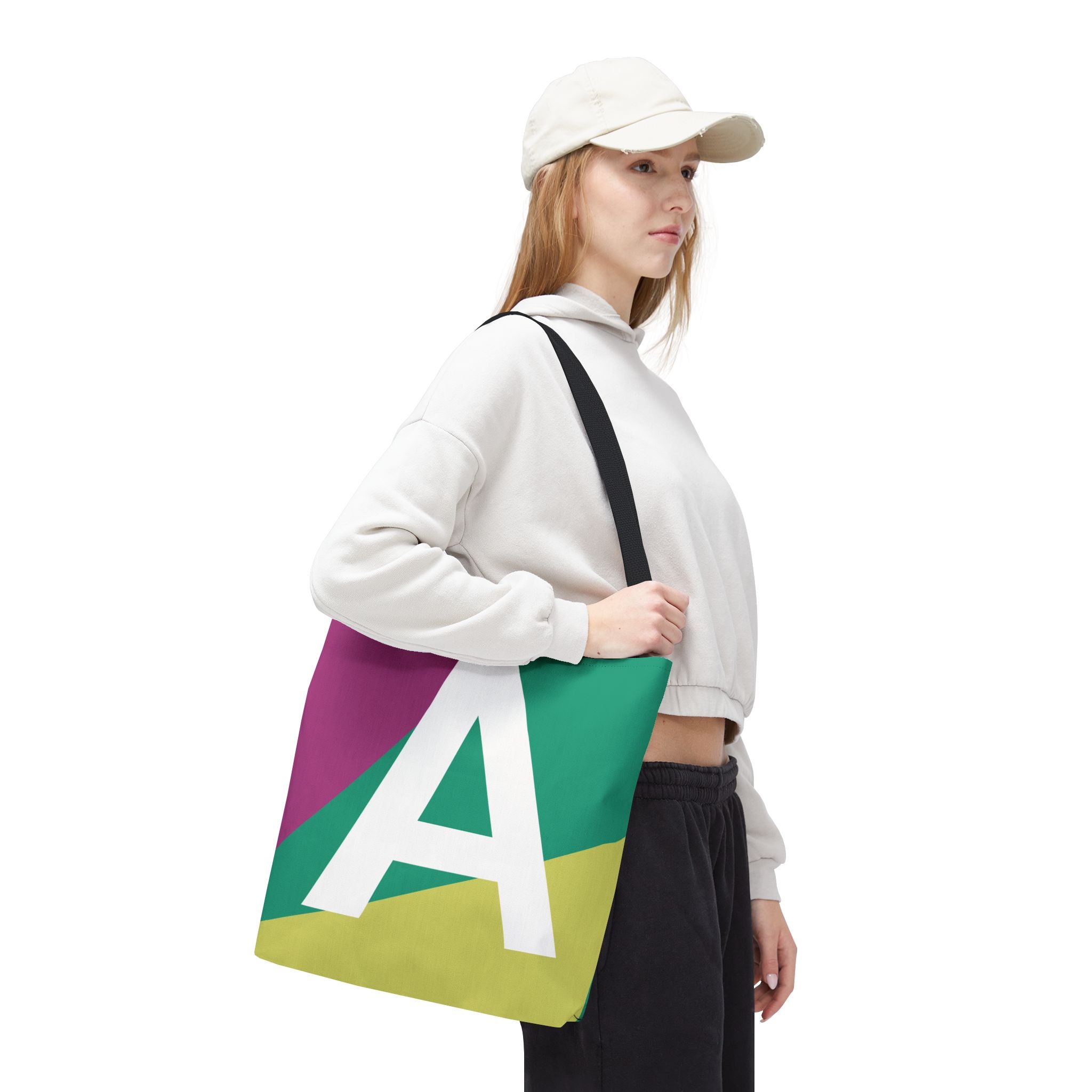 Monogram 'A' Colorblock Tote Bag — Personalized Initial A Shoulder Tote