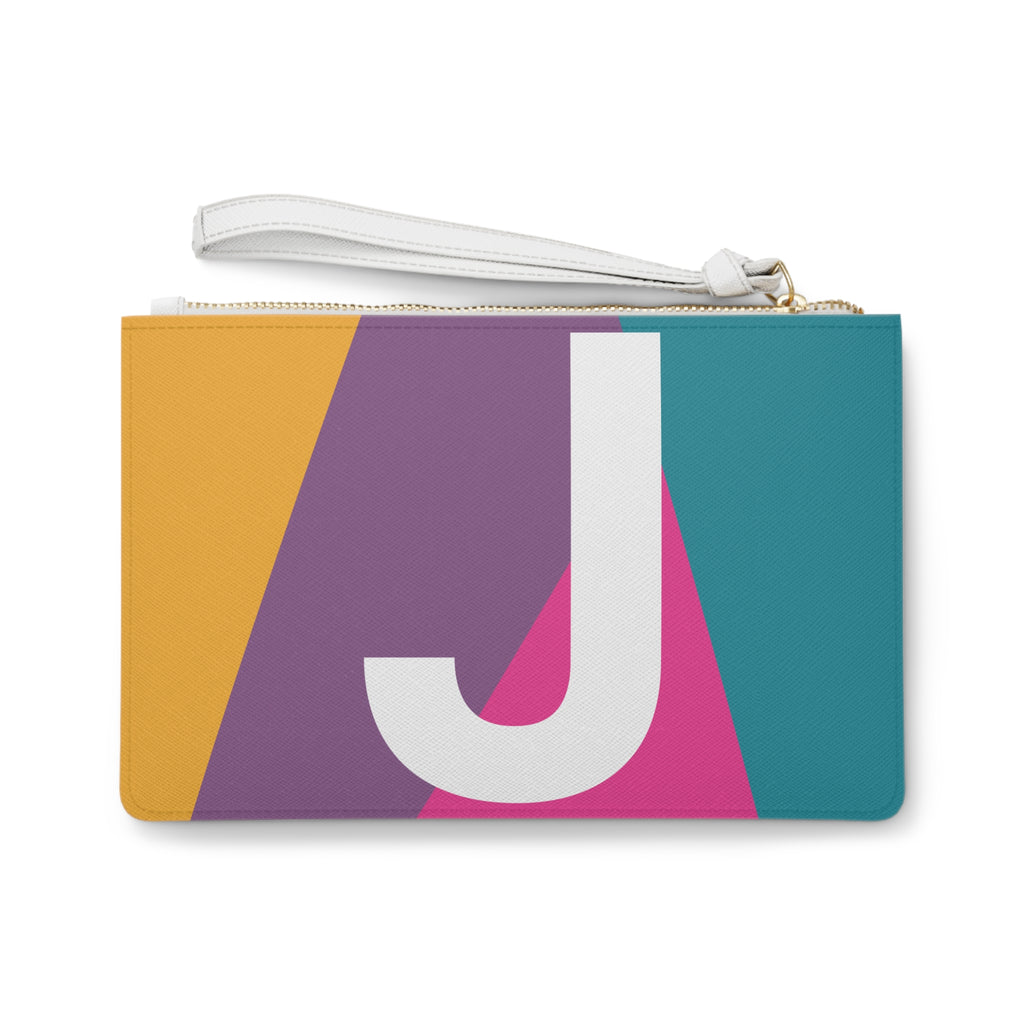 Monogram 'J' Colorblock Clutch Bag — Bold Geometric Wristlet for Everyday & Gifts