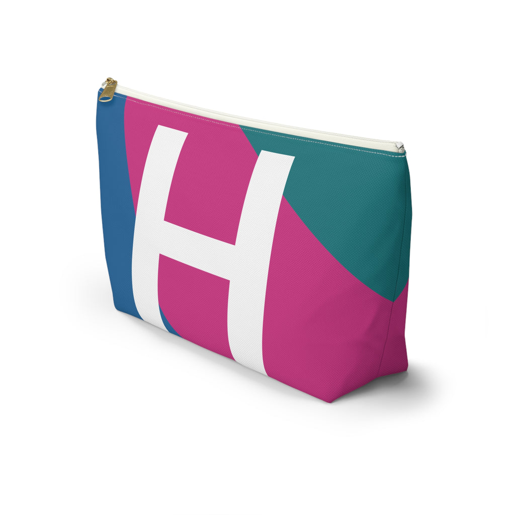 Initials Colorblock Accessory Pouch — Monogram H T-Bottom Cosmetic Bag