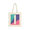 Initial I Colorblock Canvas Tote Bag — Monogram Letter I Reusable Grocery Tote