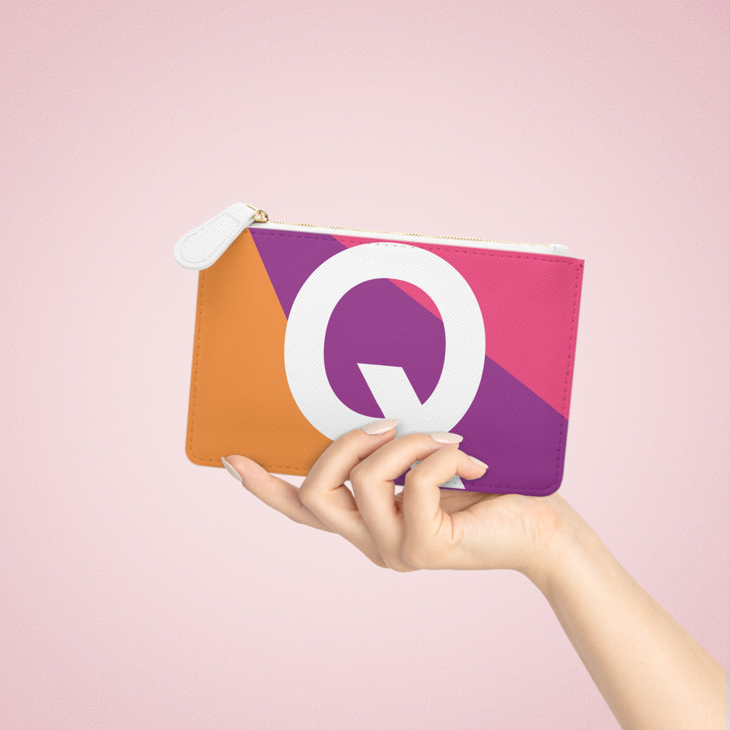 Initial Q Mini Clutch — Colorblock Monogram Wristlet Wallet