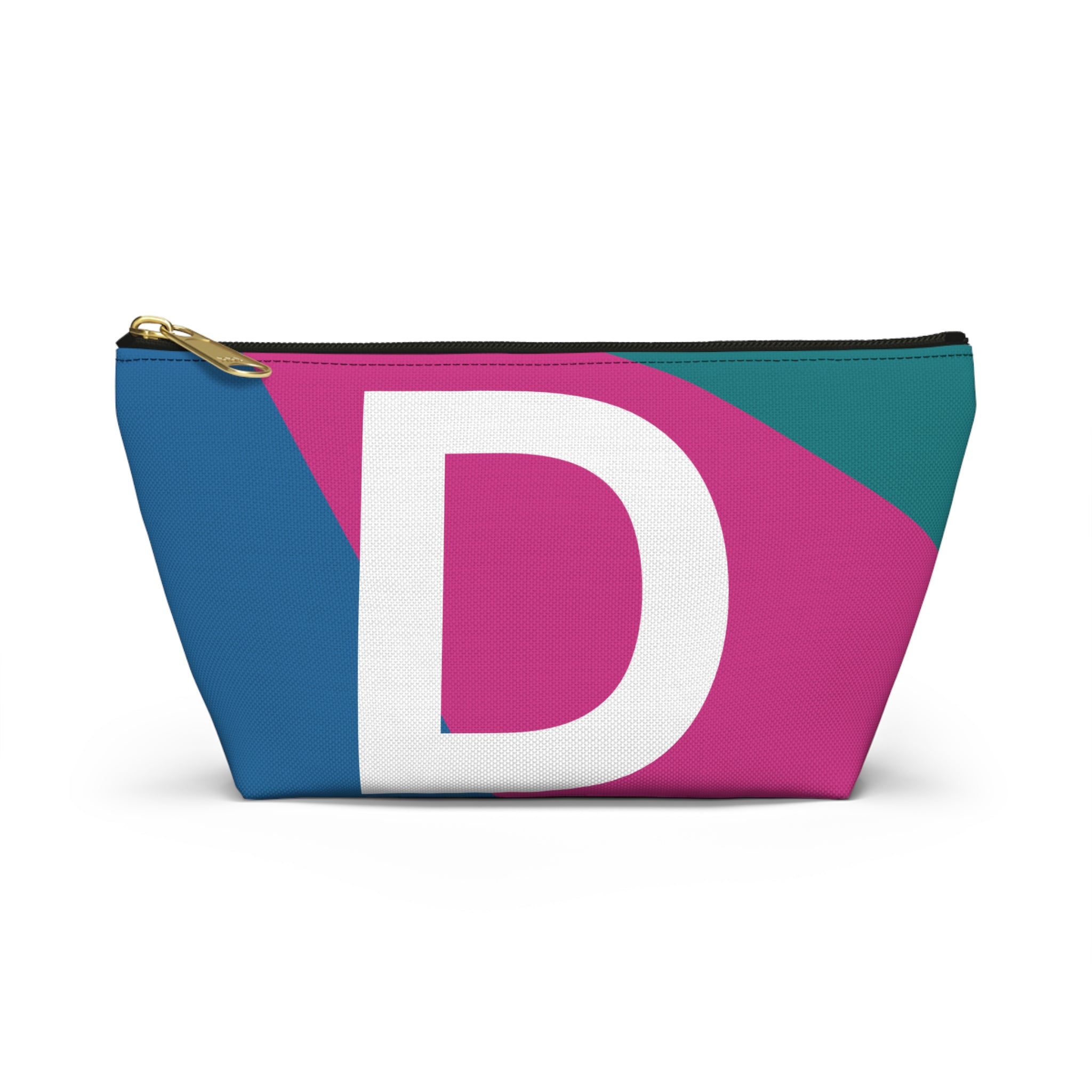 Initials Colorblock Accessory Pouch — Monogram D T-Bottom Cosmetic Bag
