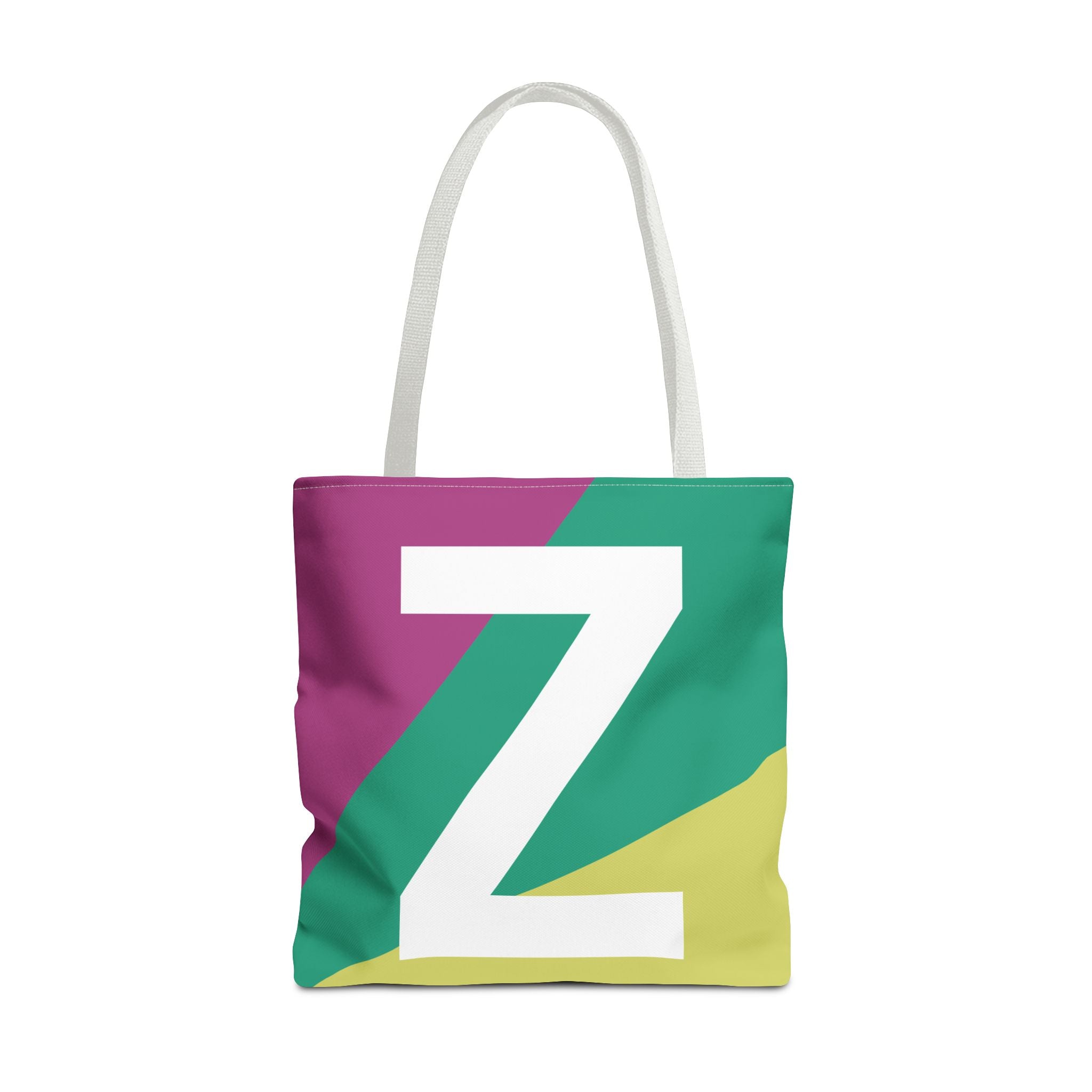 Monogram 'Z' Colorblock Tote Bag — Personalized Initial Z Shoulder Tote