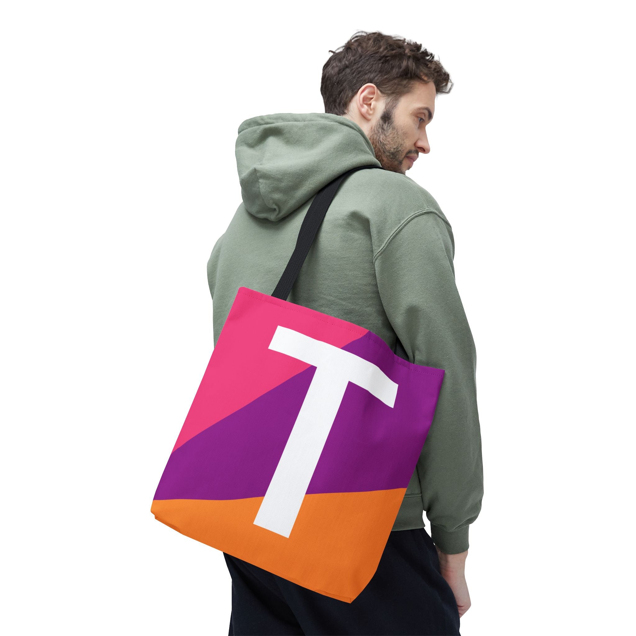 Monogram 'T' Colorblock Tote Bag — Personalized Initial T Shoulder Tote