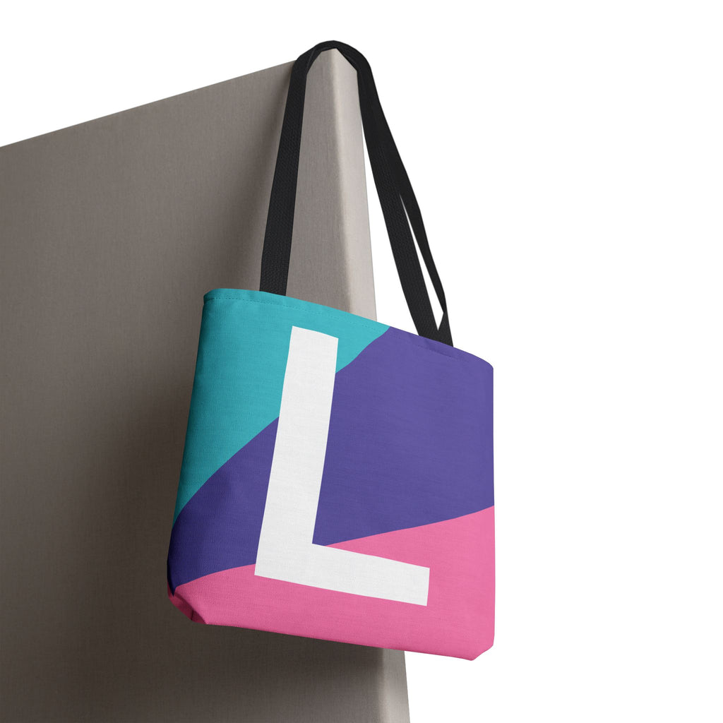 Monogram 'L' Colorblock Tote Bag — Personalized Initial L Shoulder Tote