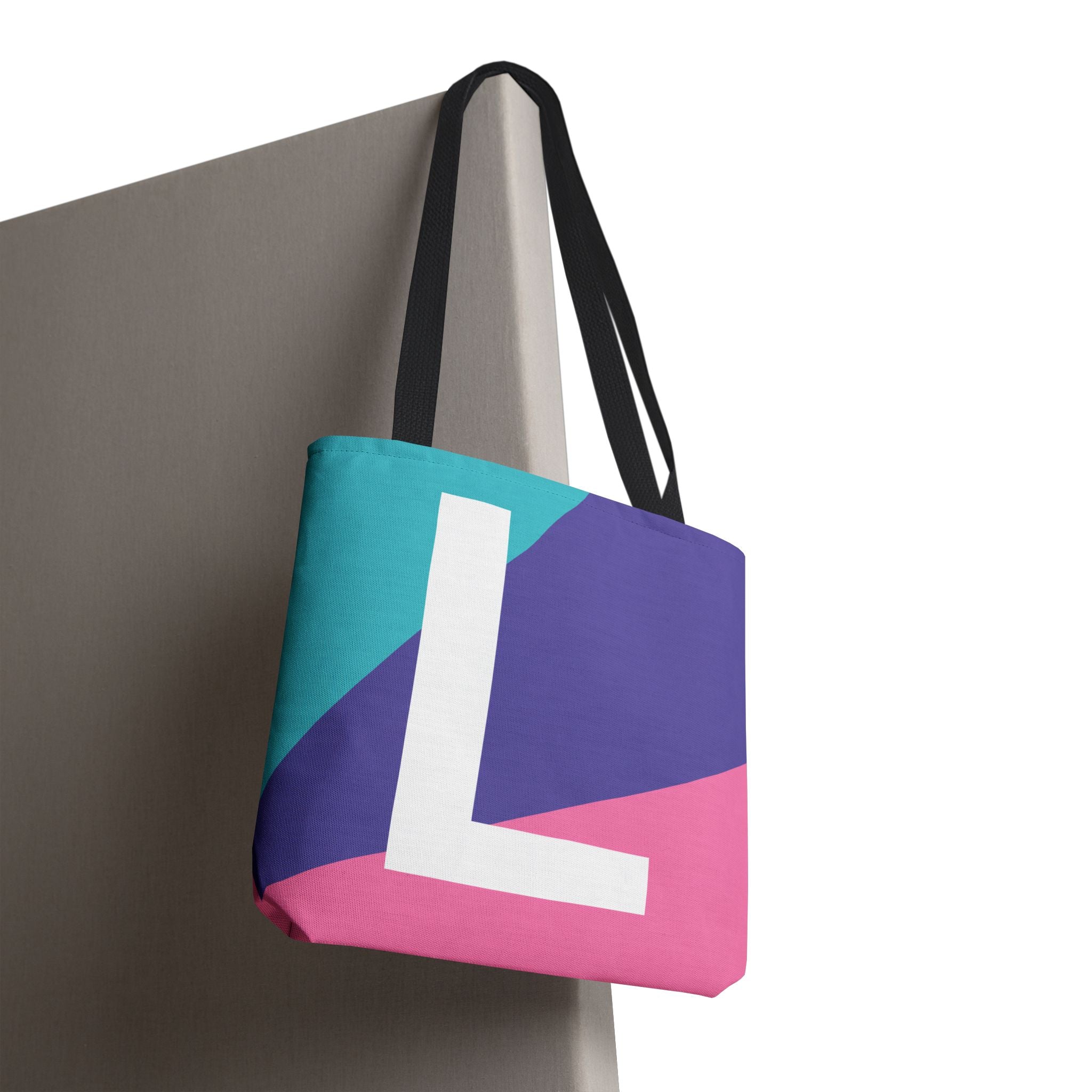 Monogram 'L' Colorblock Tote Bag — Personalized Initial L Shoulder Tote