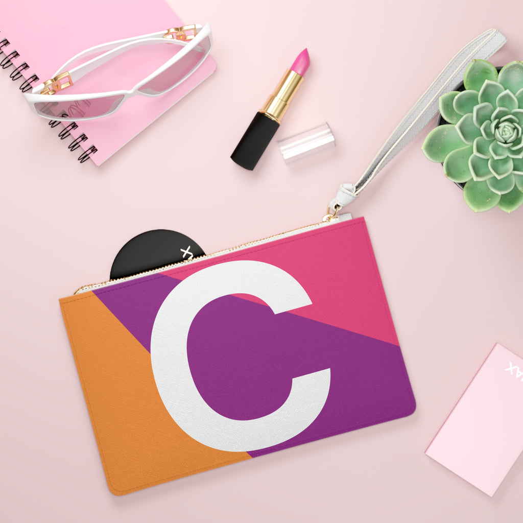 Monogram 'C' Colorblock Clutch Bag — Bold Geometric Wristlet for Everyday & Gifts