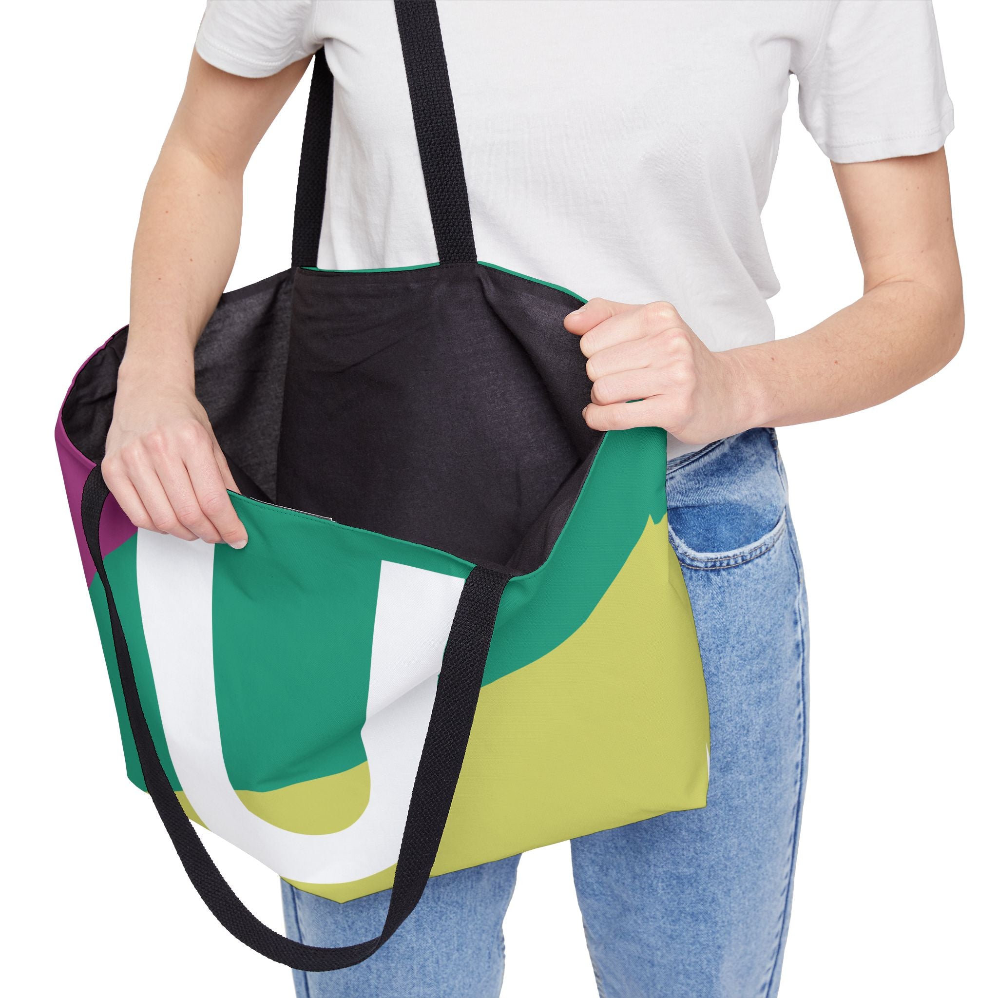 Personalized 'U' Colorblock Tote Bag — Monogram Weekender Tote