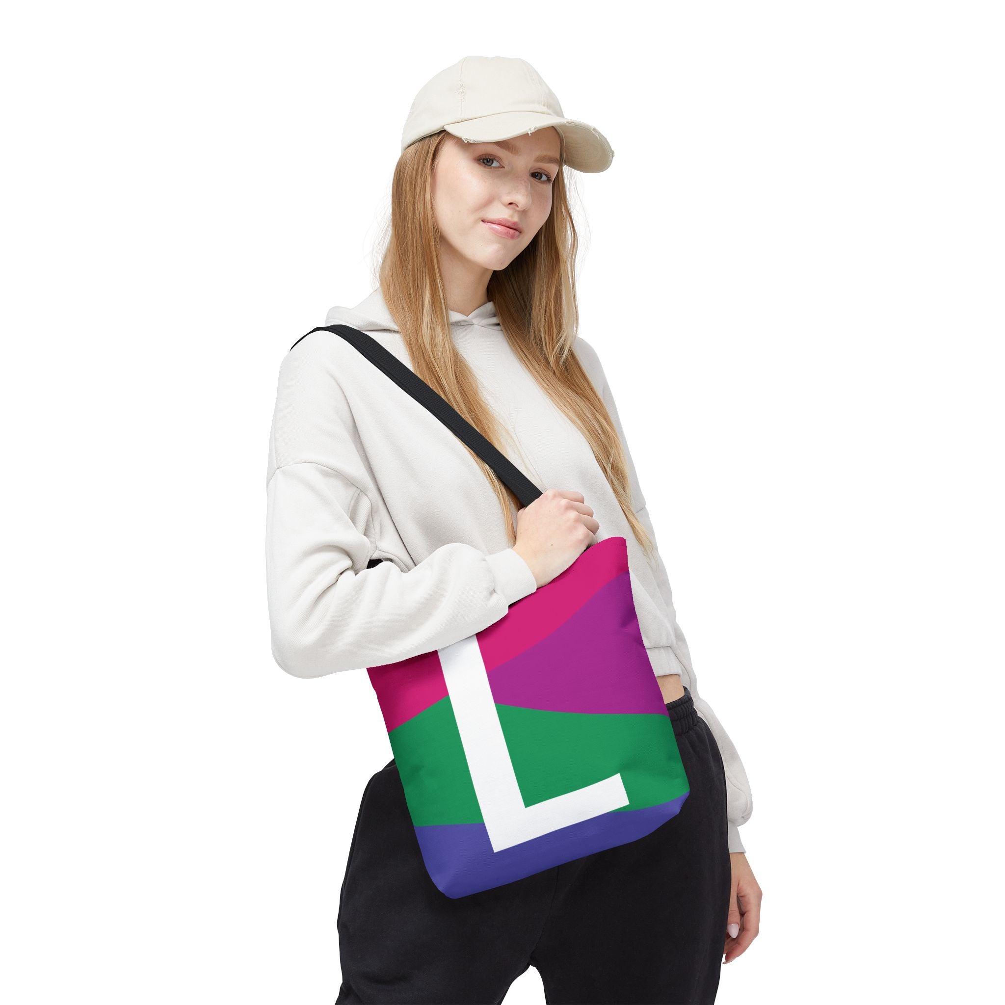 Monogram 'L' Colorblock Tote Bag — Personalized Initial L Shoulder Tote