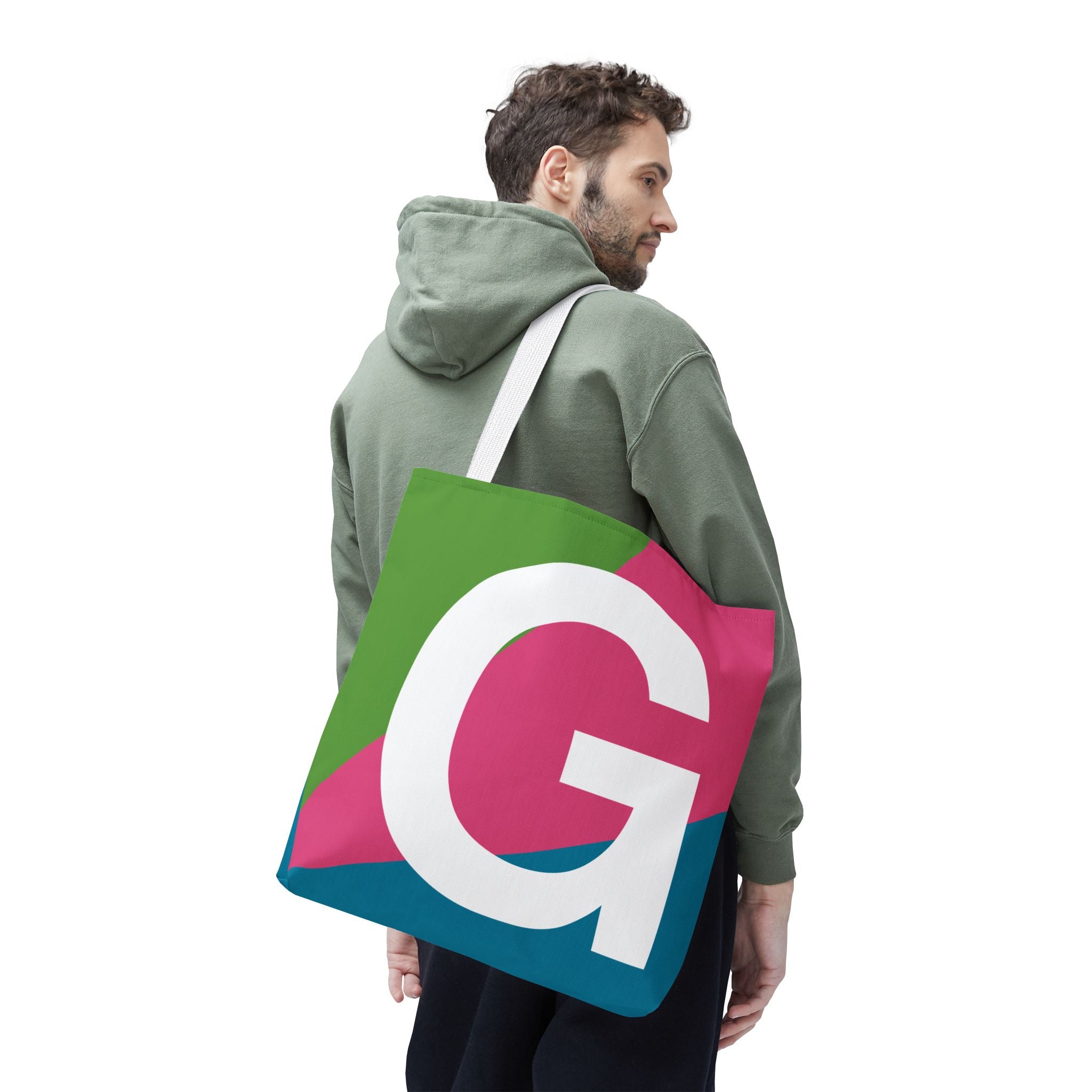 Monogram 'G' Colorblock Tote Bag — Personalized Initial G Shoulder Tote